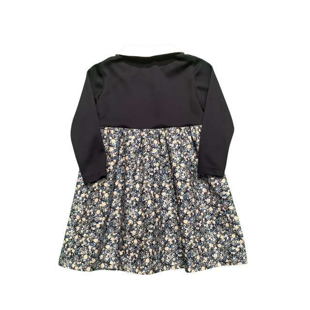 花柄切り替え襟付きワンピース