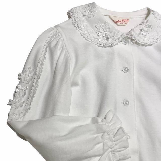 日本製 子供服】 襟レース 長袖 ブラウス ［100～140cm