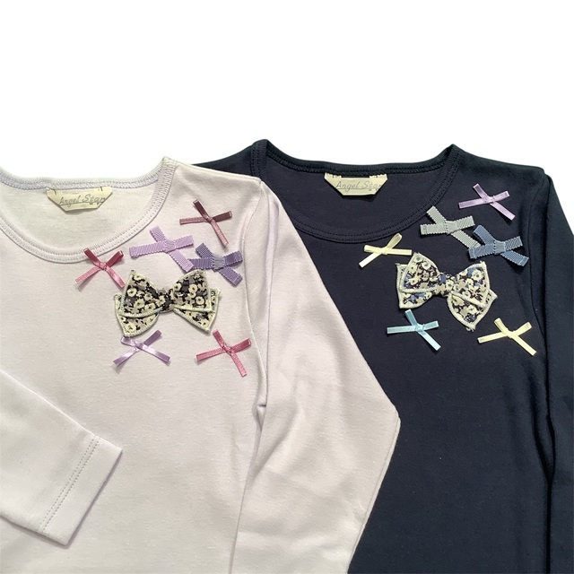 花柄リボン付きＴシャツ