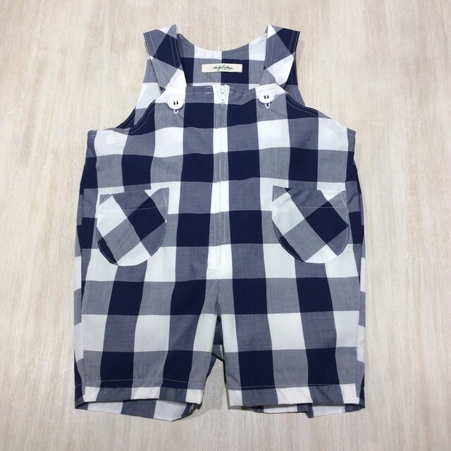 日本製 ベビー服 オーガニックコットン チェック柄オーバーオール