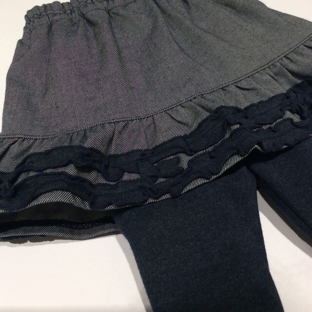 オーガニックコットン草木染デニム調スカート付パンツ