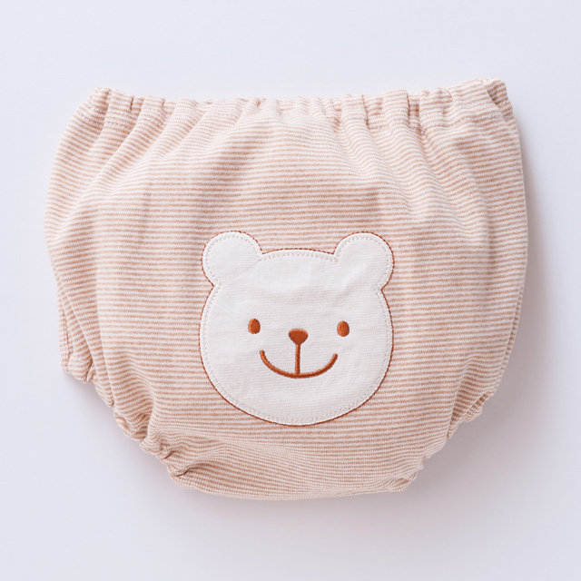 オーガニックコットンボーダー柄くまちゃんブルマ