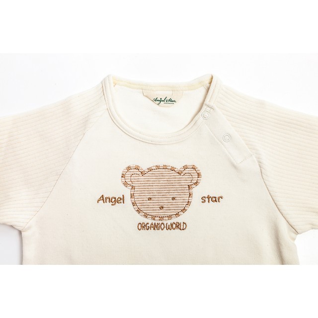 オーガニックコットンくまワッペンラグランTシャツ