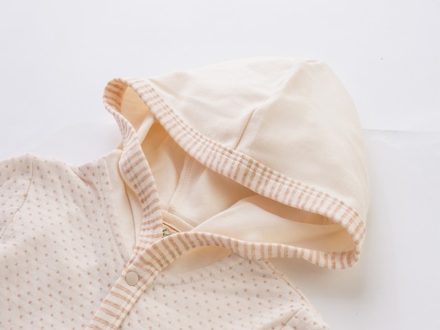 オーガニックコットン水玉接結パーカー