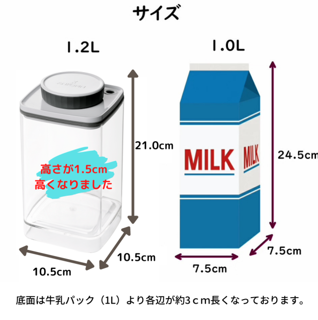 真空保存容器ターンシール1.2L