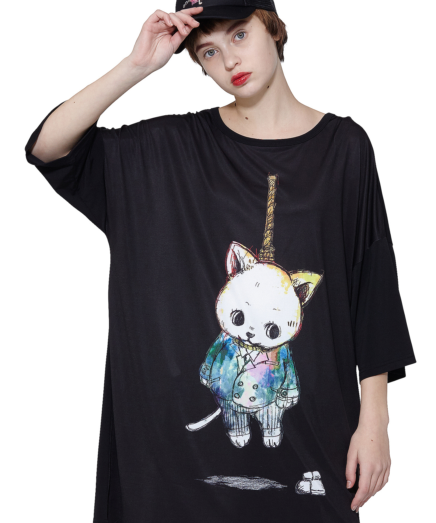 Ankorock首つりネコｔシャツ メガビッグ Ankorock アンコロック メンズ レディース ユニセックス ステージ 衣装