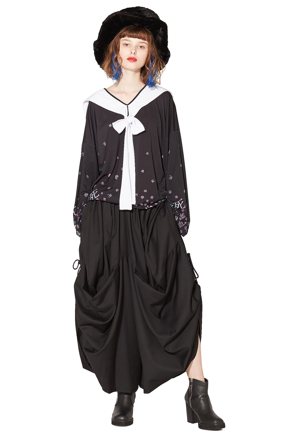 サイドコード変形ドレープワイドパンツ ankoROCK(アンコロック