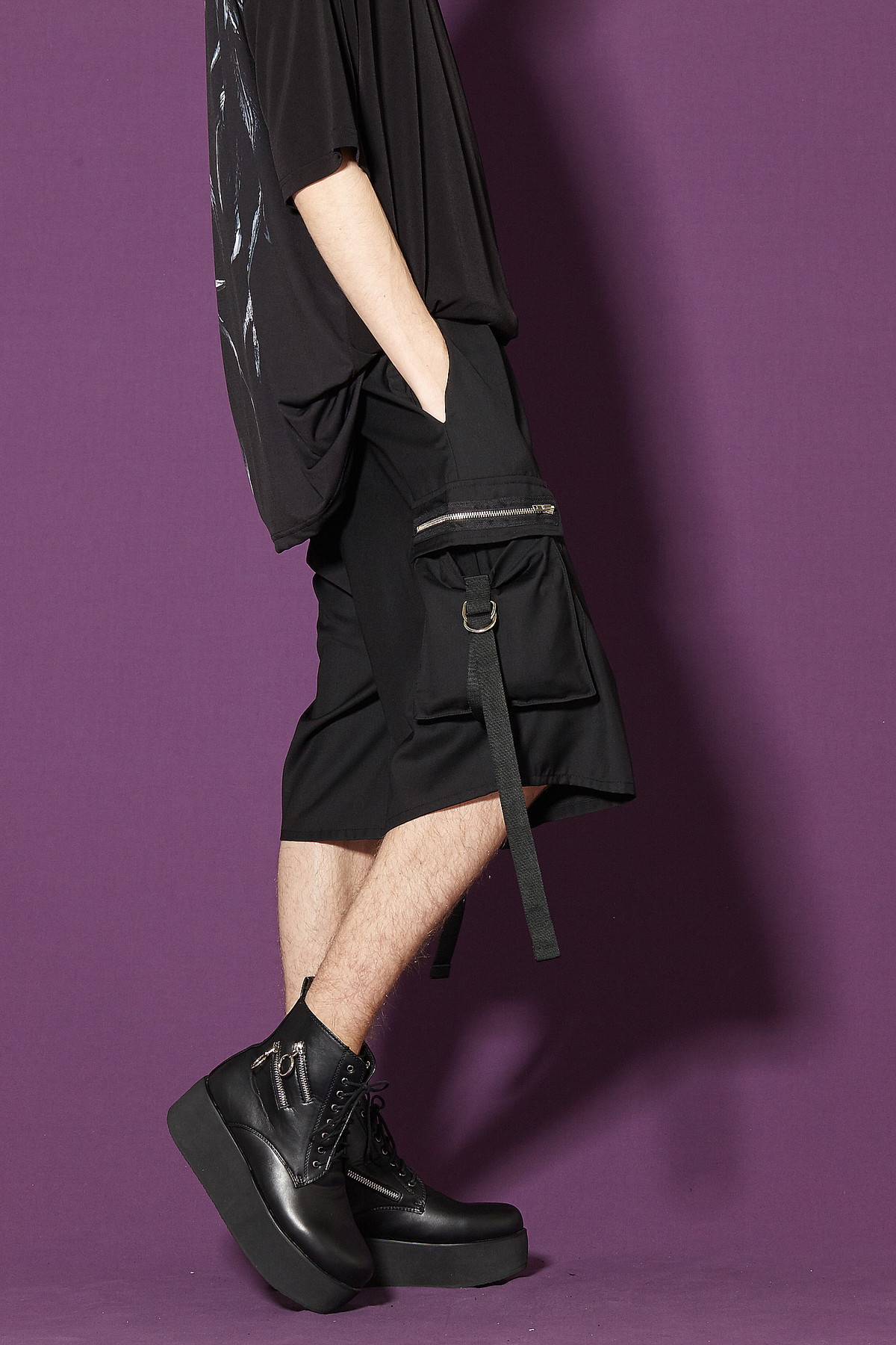 00s ALGONQUINS ガーターレッグカバー付きショートパンツ v系 スパンキーカーゴハーフパンツ -90sスケーター- ankoROCK(アンコロック