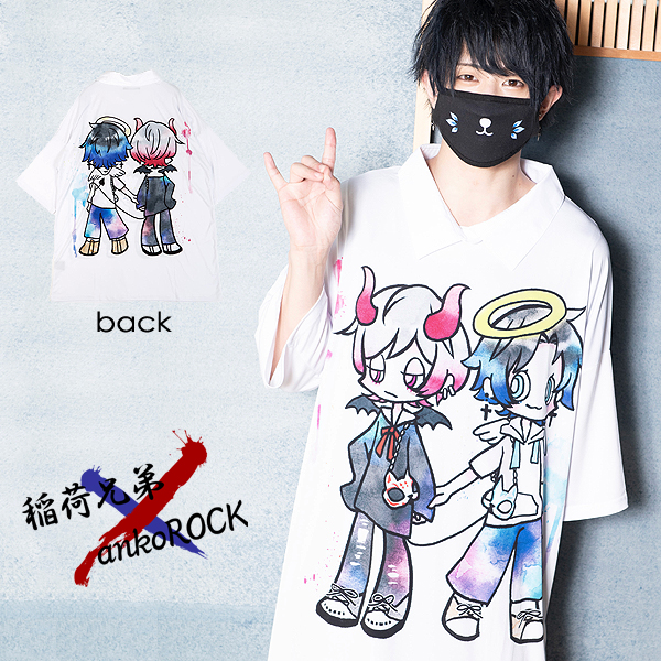 前後リアル中二版天使 俊 と悪魔 凌 tシャツ ちょっぴりルーズ Ankorock アンコロック メンズ レディース ユニセックス ステージ 衣装