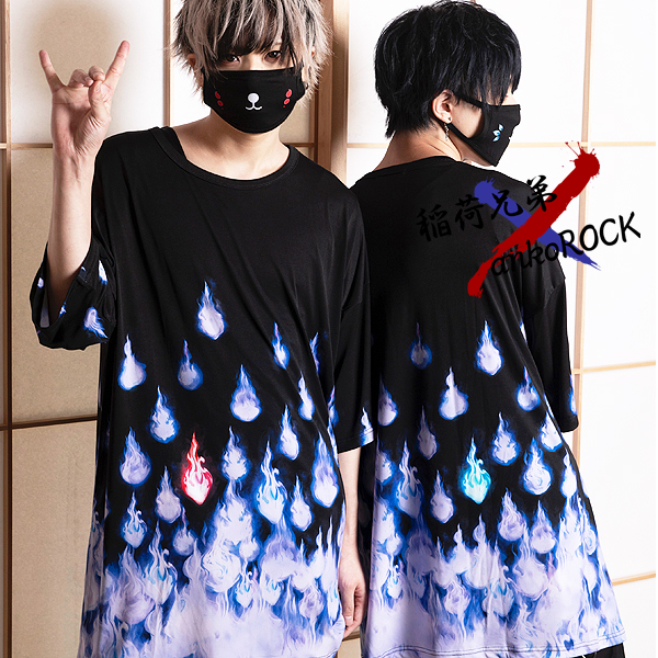 バラバラ狐火Tシャツ -メガビッグ- ankoROCK(アンコロック