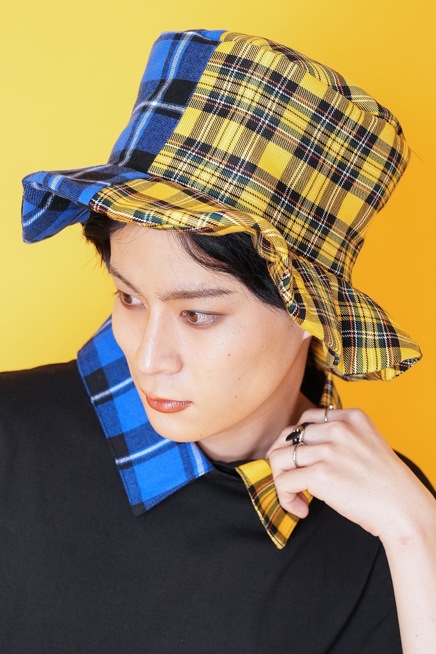 アシンメトリーチェック柄フラッフィーハット ankoROCK(アンコ