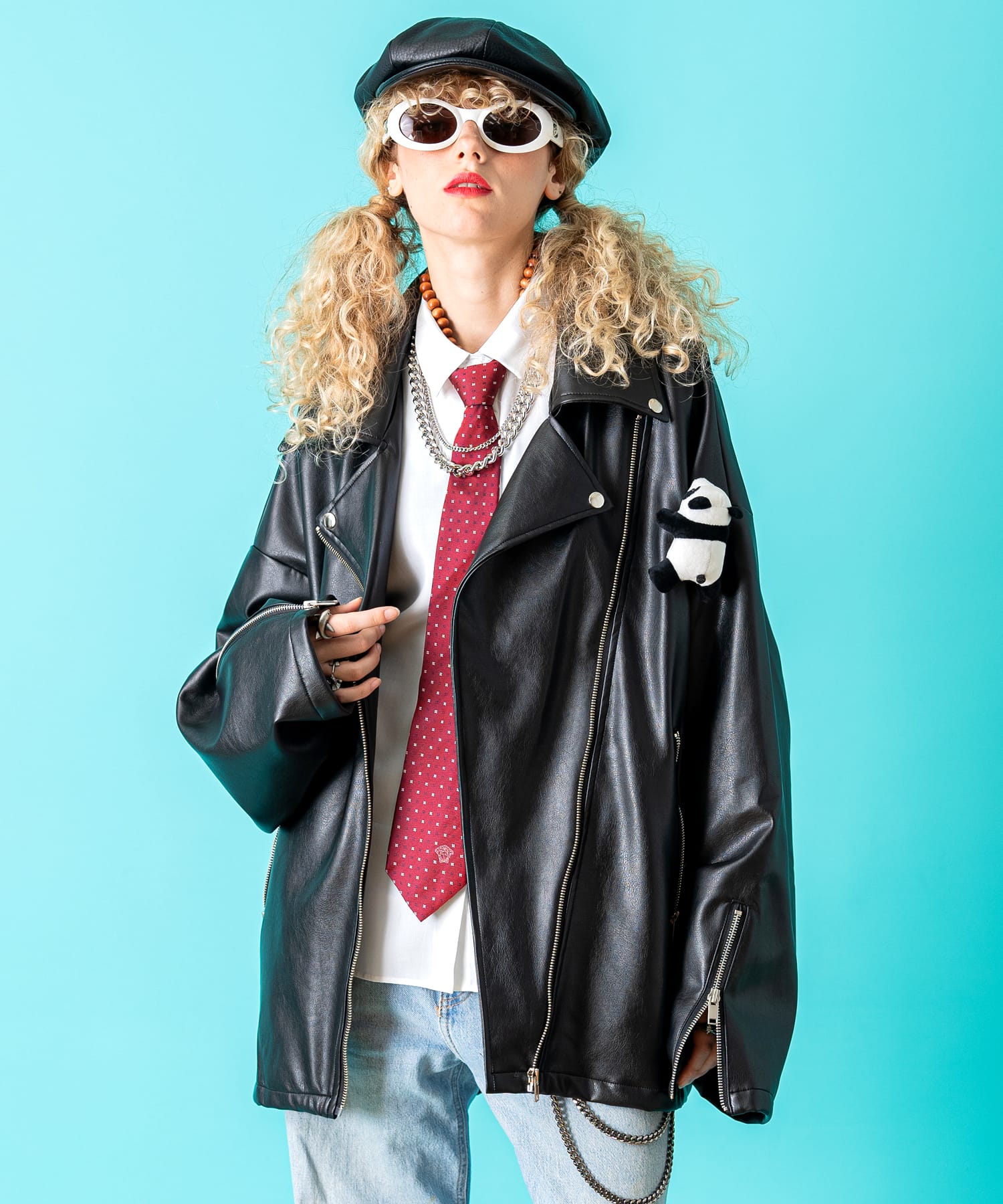【期間限定 5％OFF】 TEDDY ankoROCK ライダースジャケット -オーバーサイズ-