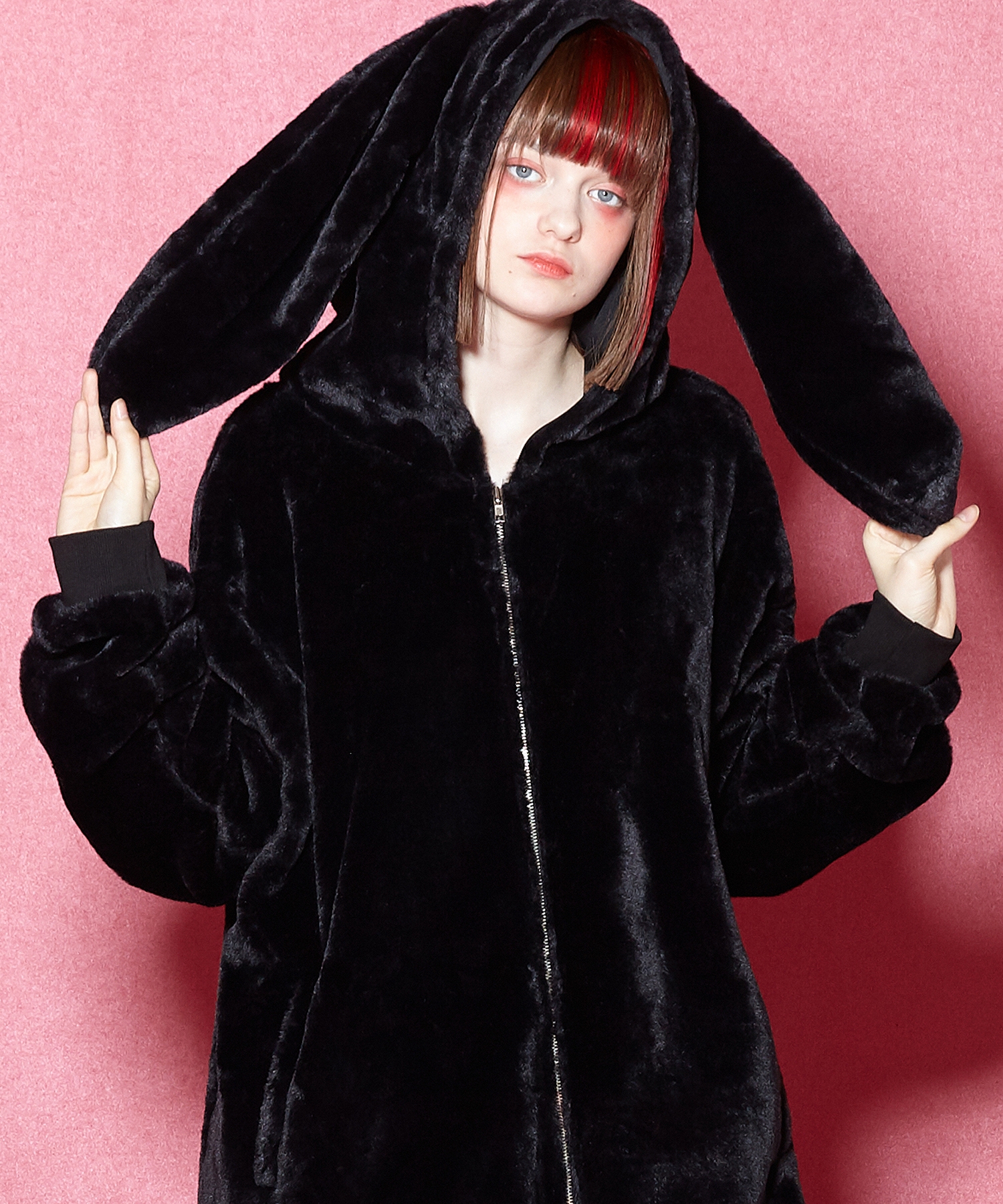 ankoROCKショートファーウサ耳パーカー -スーパービッグ-