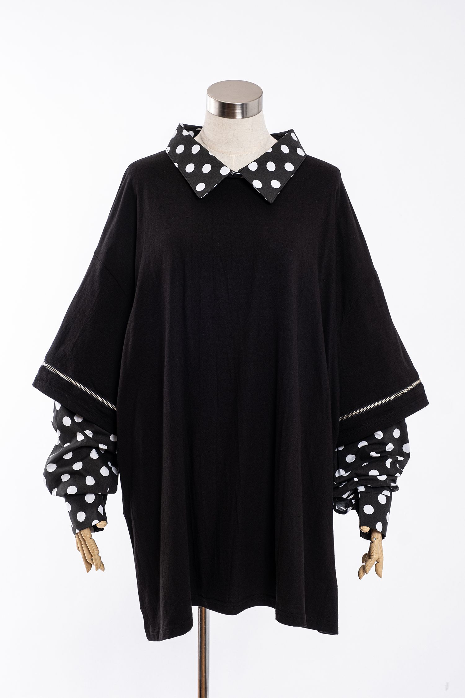 Ray　オーダーメイド オープンジップフェイクレイヤードットシャツカットソー