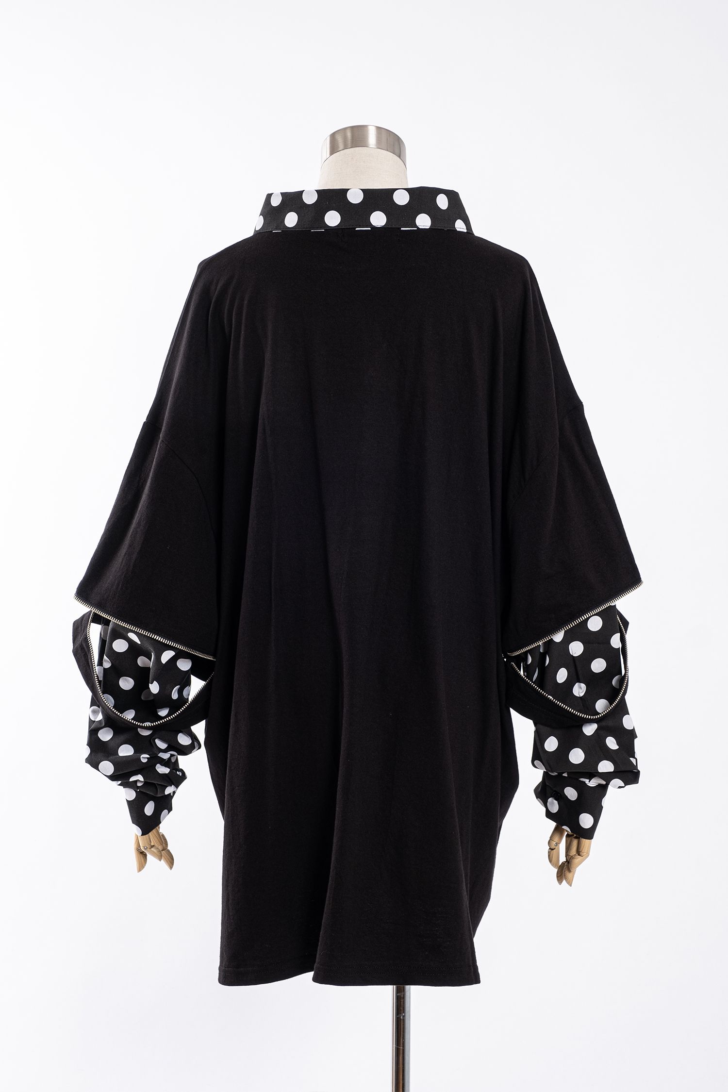 オープンジップフェイクレイヤードットシャツカットソー ankoROCK