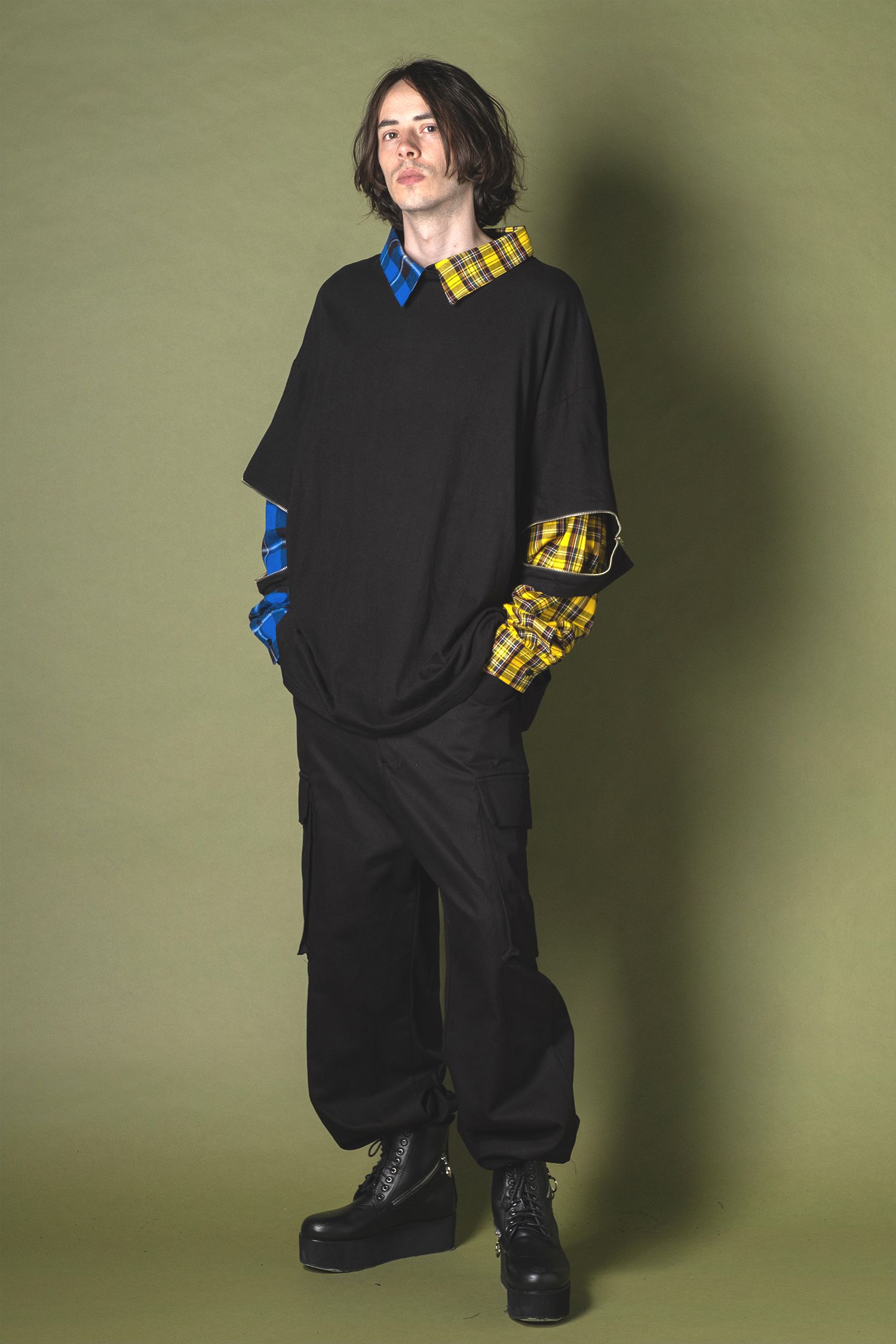 AtelierGG☆新品未使用ヴィンテージ タータンチェック XSサイズ CLEL セーター ニット 「CLEL」High Vintage Design Damage Knit