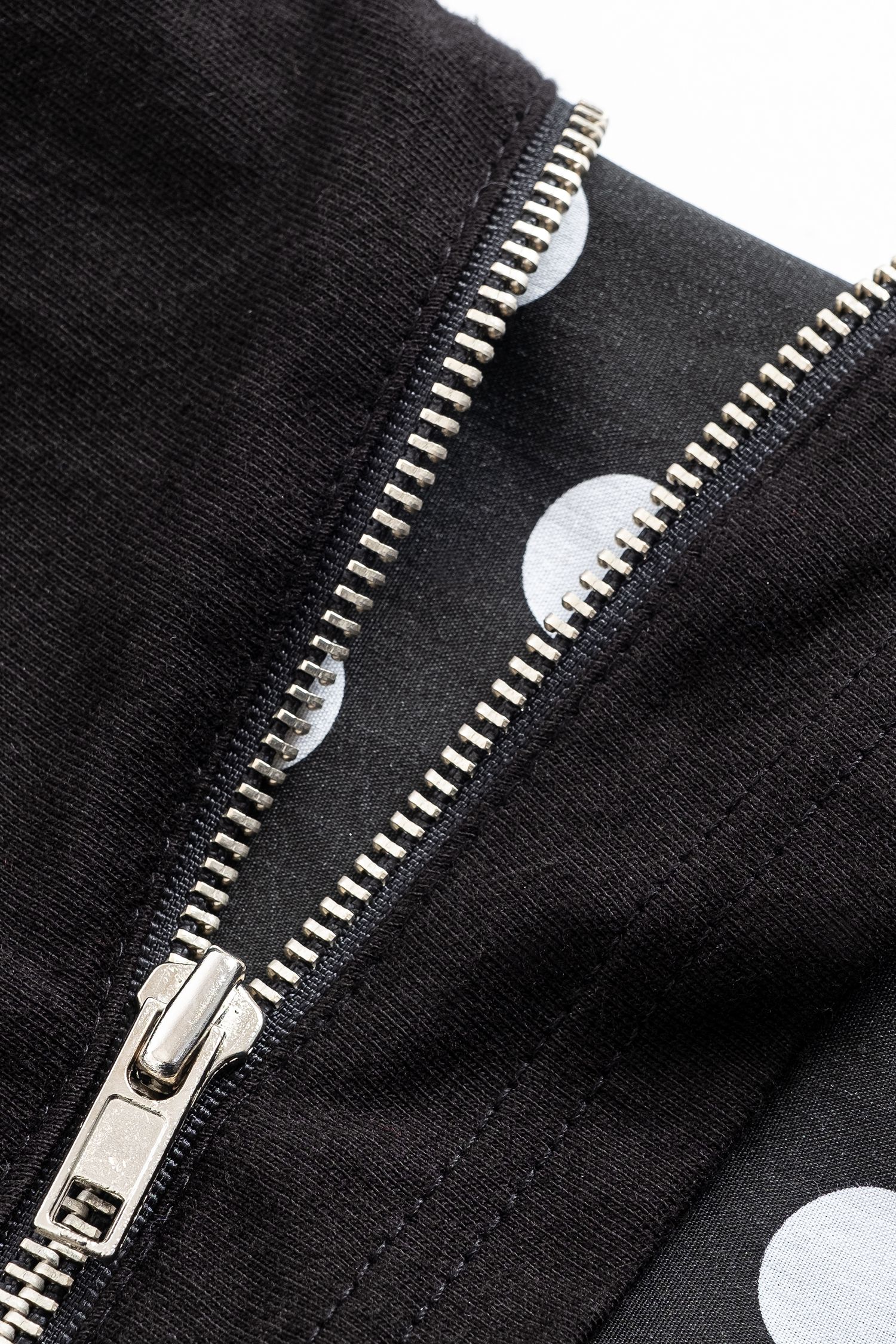 オープンジップフェイクレイヤードット柄シャツセーラーカットソー