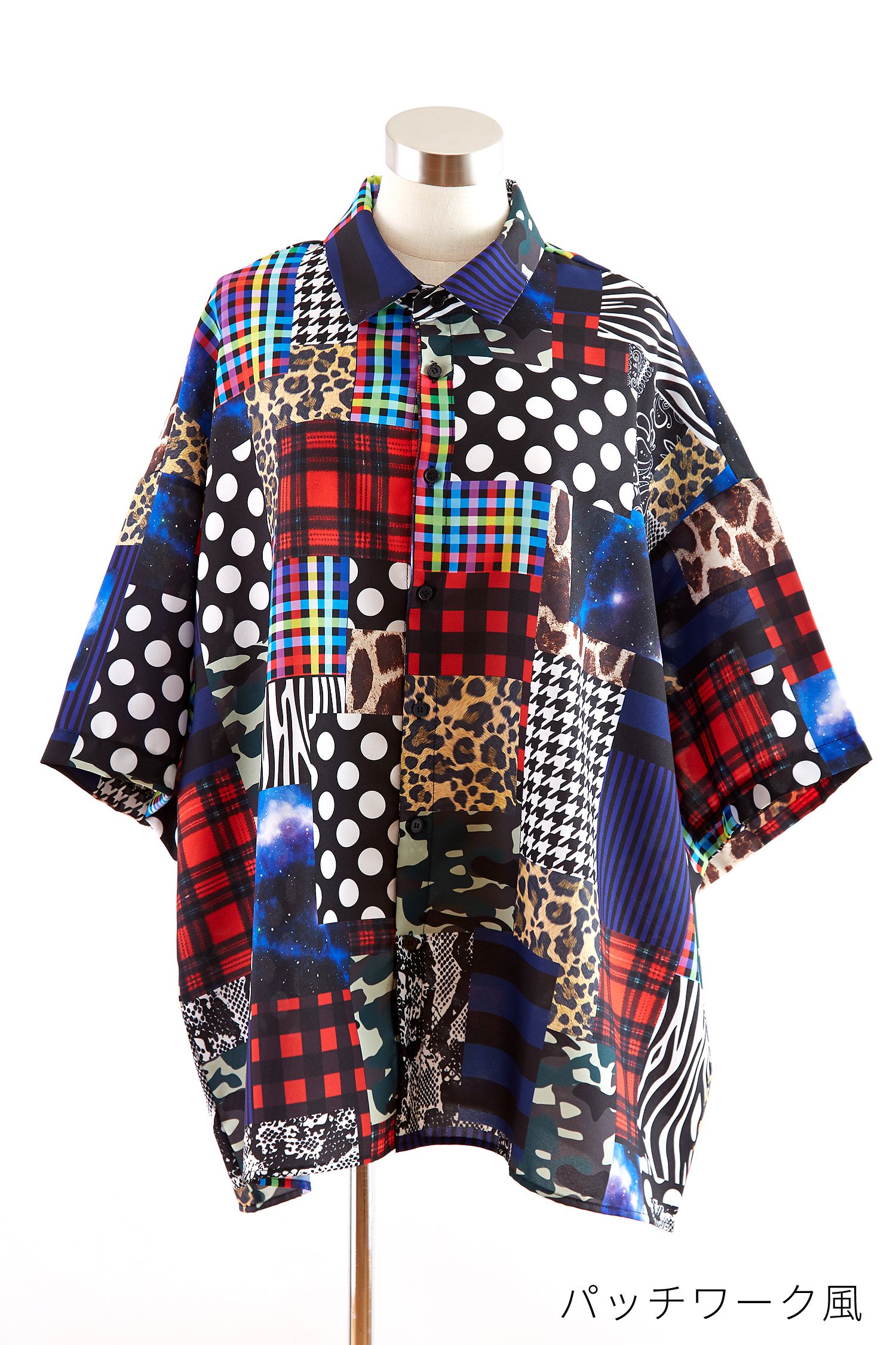 【KOCHE】SILKカラーブロック パッチワーク オーバーサイズ ポロシャツ POLO RALPH LAUREN(ポロラルフローレン) インディゴパッチワーク