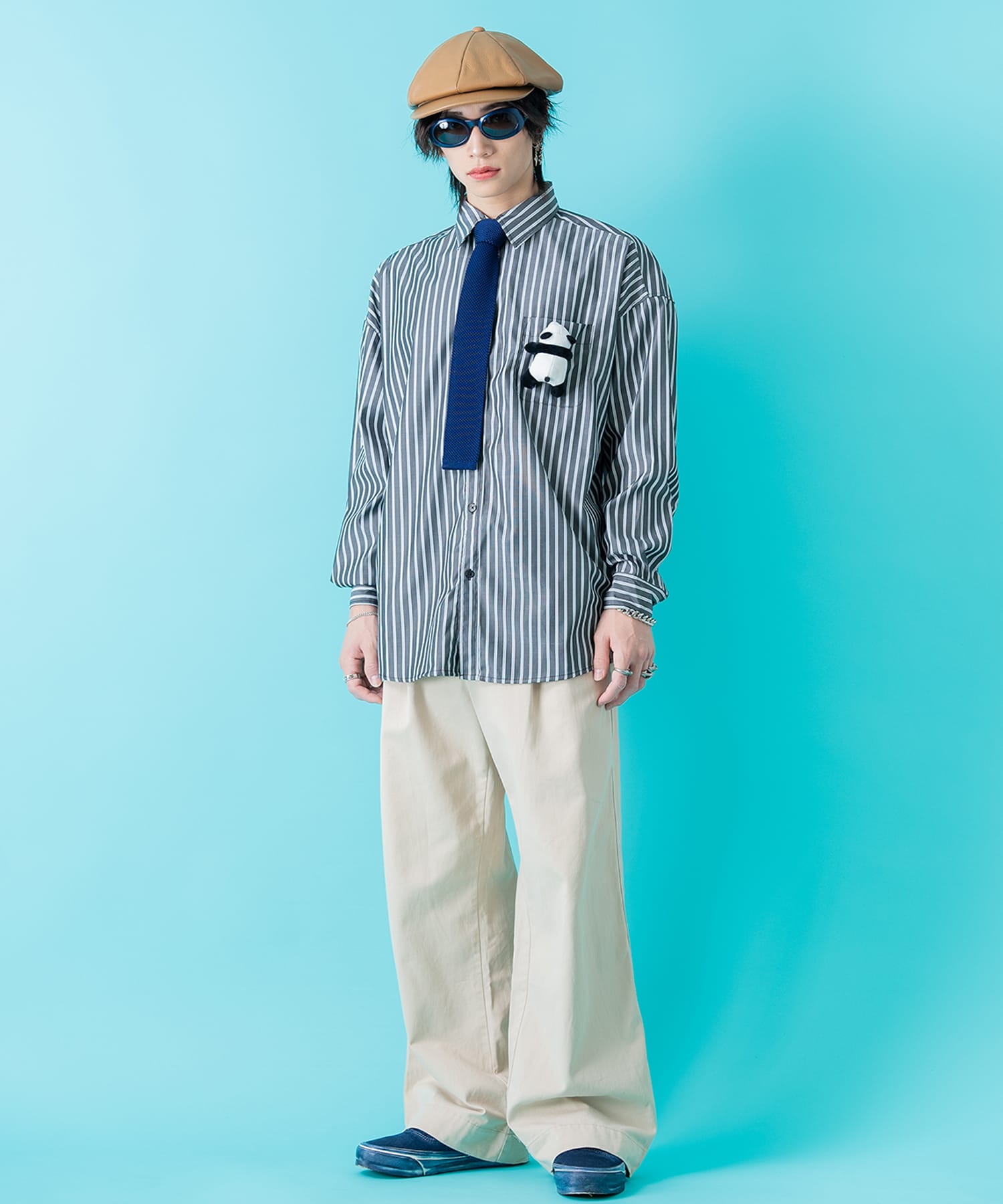 新品タグ付 アンダーカバー ストライプ フロントロゴ Yシャツ 633KZ akp-00032-v-05.jpg