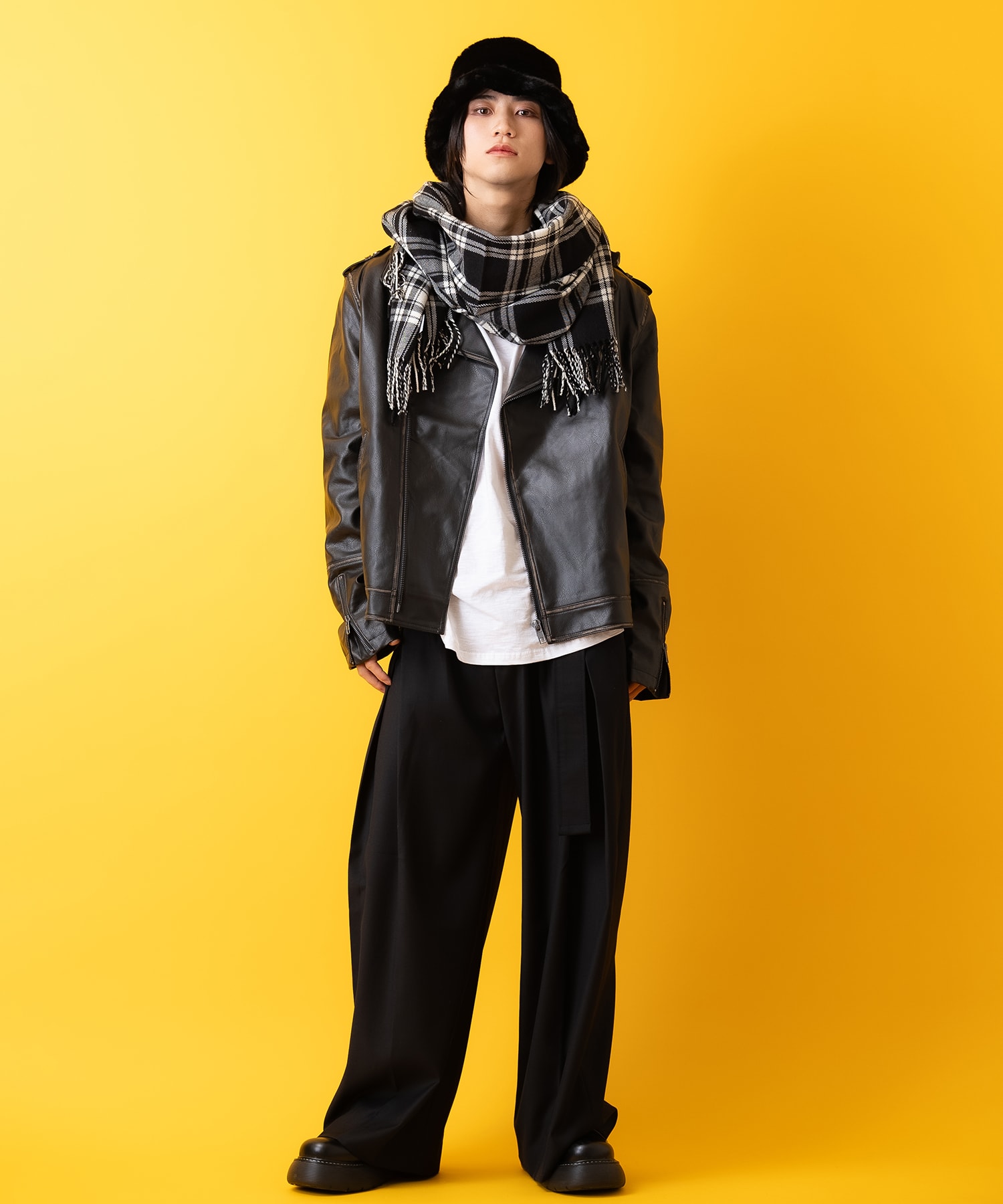 バリエーション大判ファー混マフラー(78cm×200cm) / ユニセックス