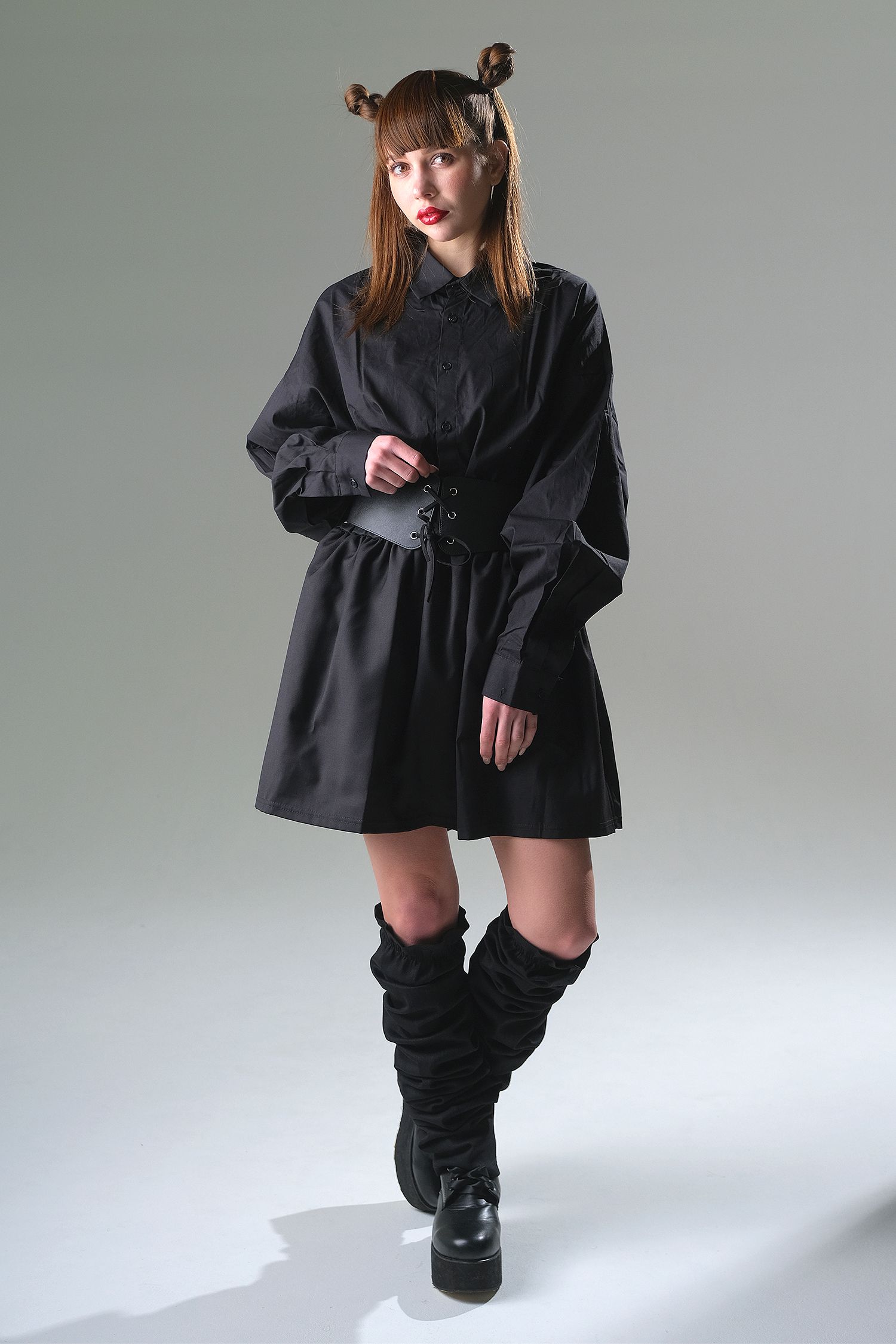 【関税込み】Fleur du Mal ブラック レースアップ コルセット レースアップレザーコルセットベルト -レディース- ankoROCK