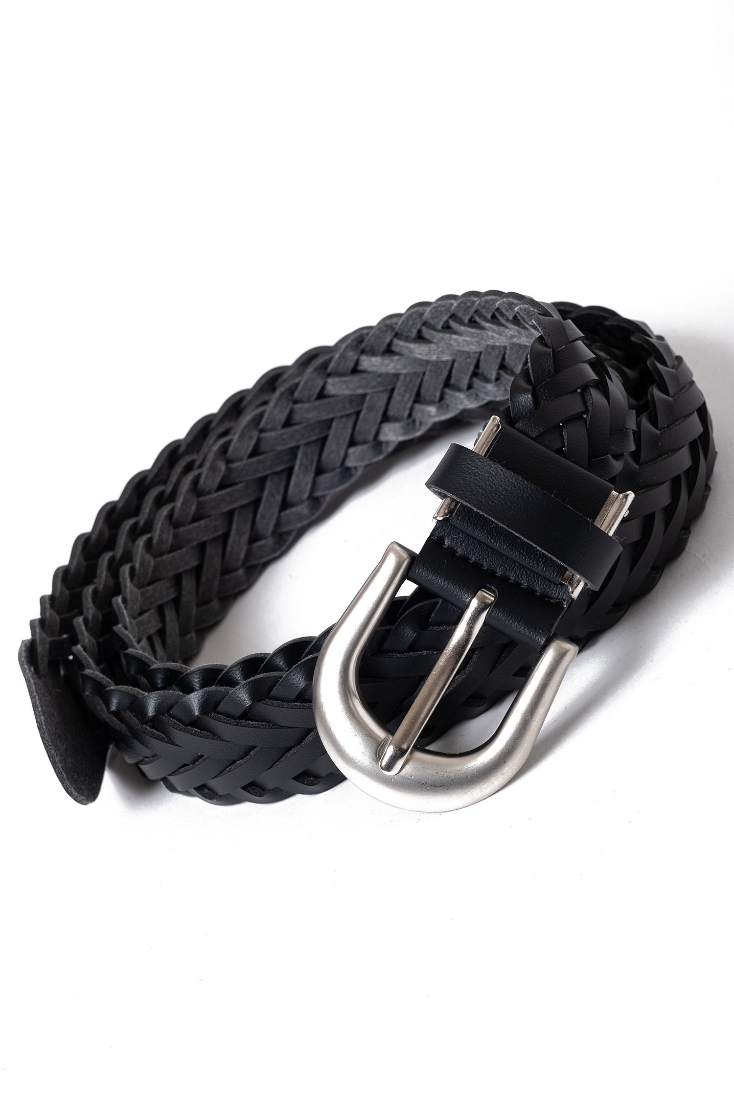 カーブバックル編み込みレザーベルト ankoROCK(アンコロック) メンズ