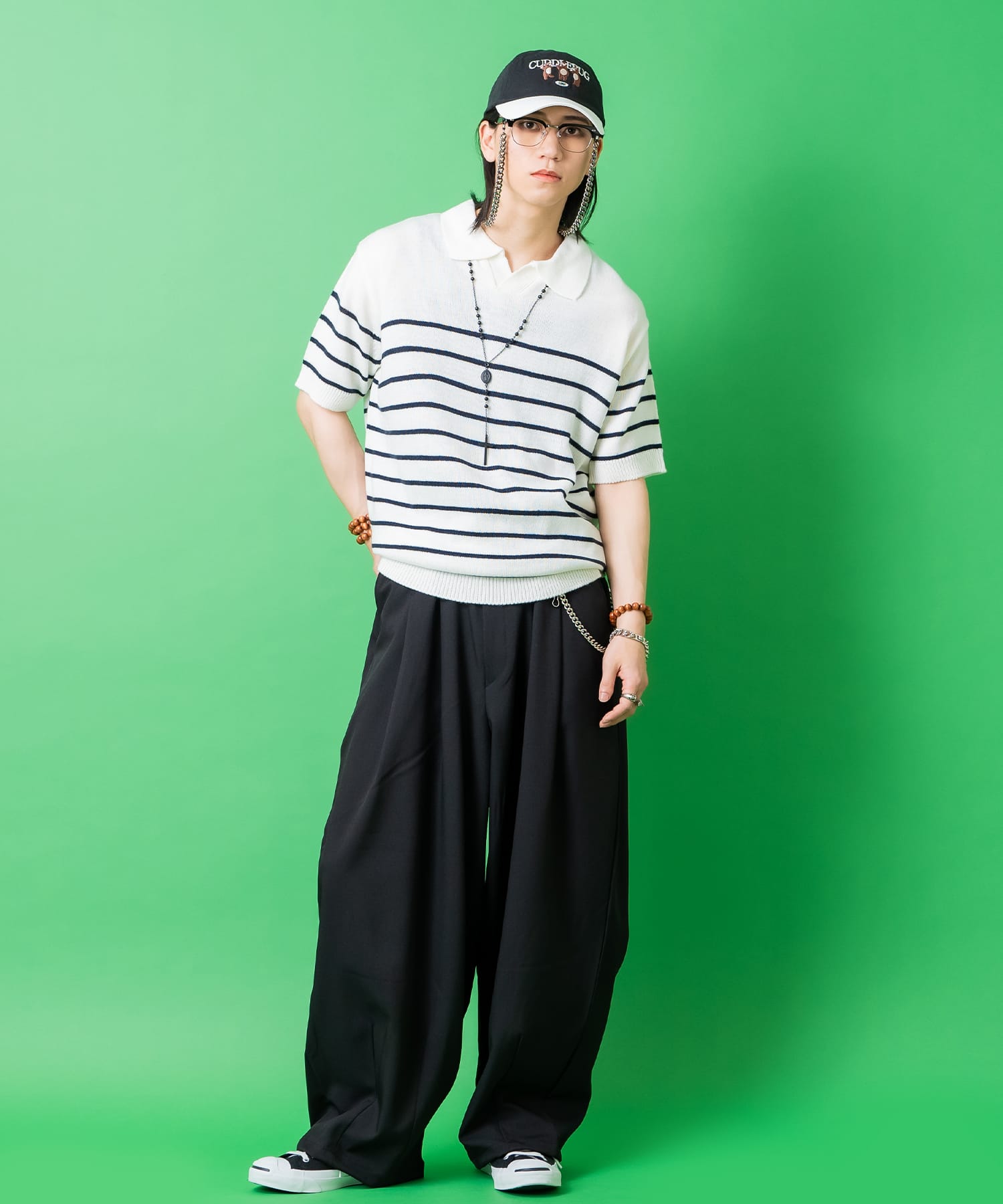 ワントーンマットカラーロザリオネックレス(70cm) / メンズ レディース