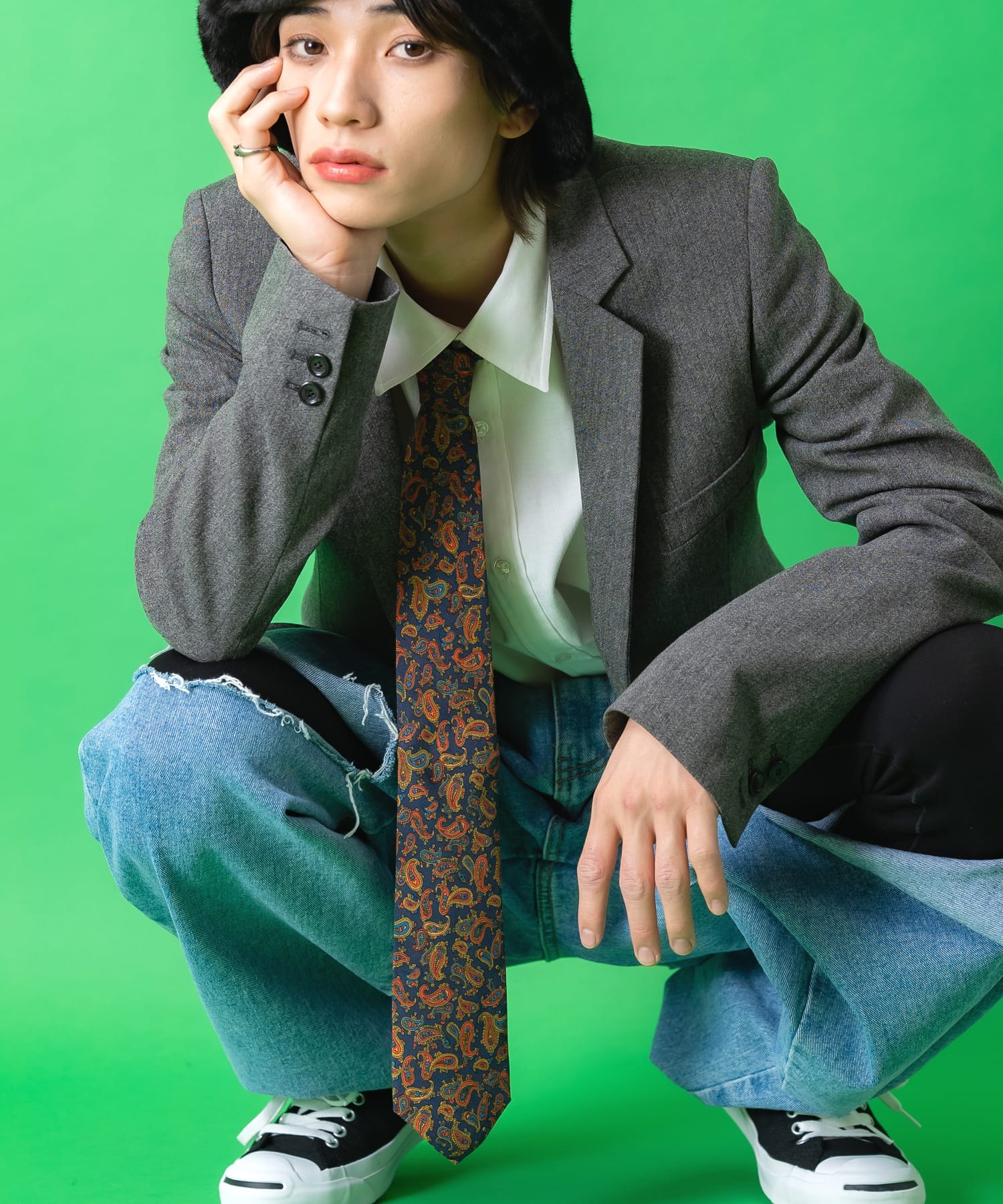 an meets zakka レトロクラシックペイズリー柄ネクタイ