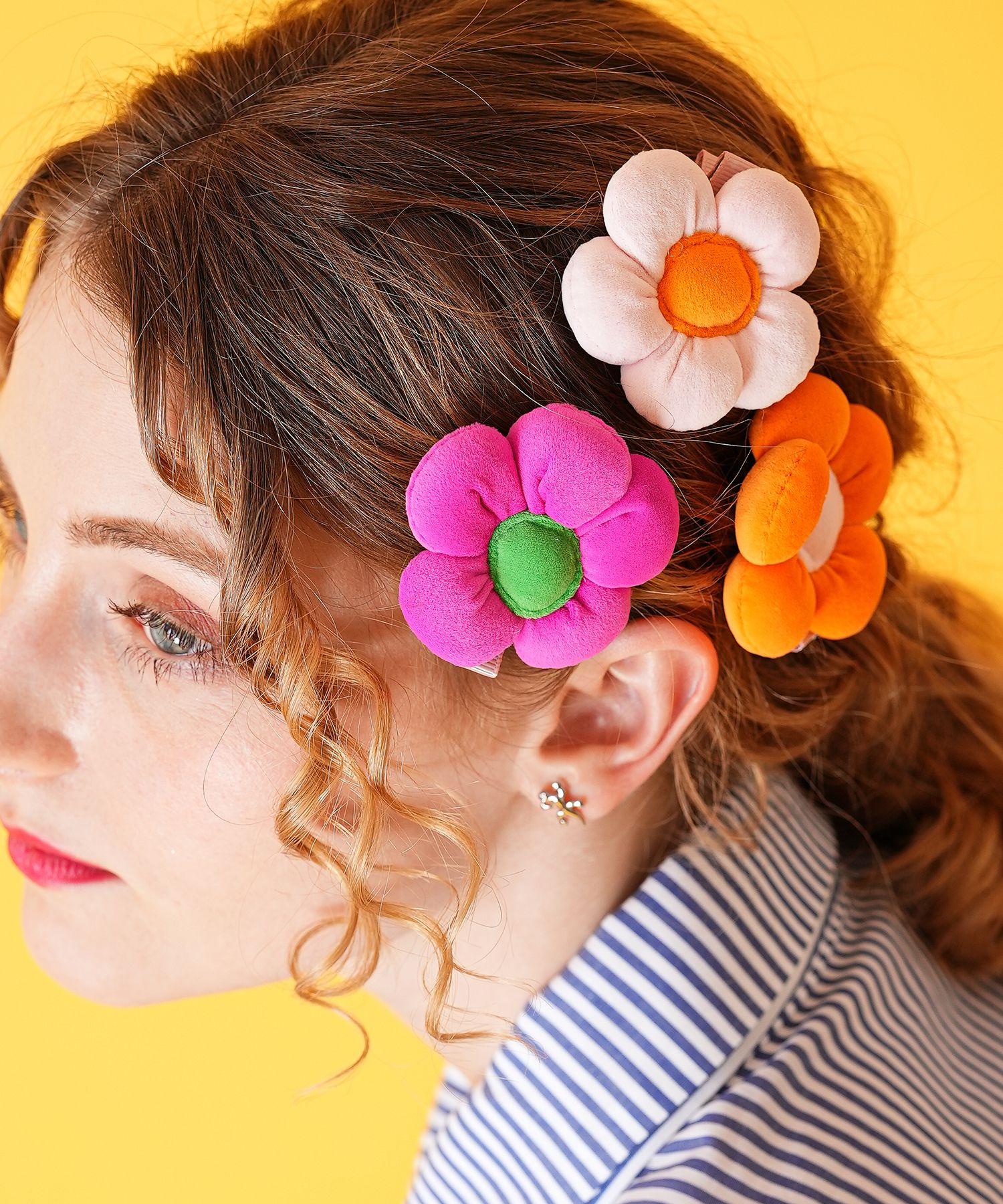 モコモコフラワーヘアクリップ / 花 バレッタ ヘアアクセサリー