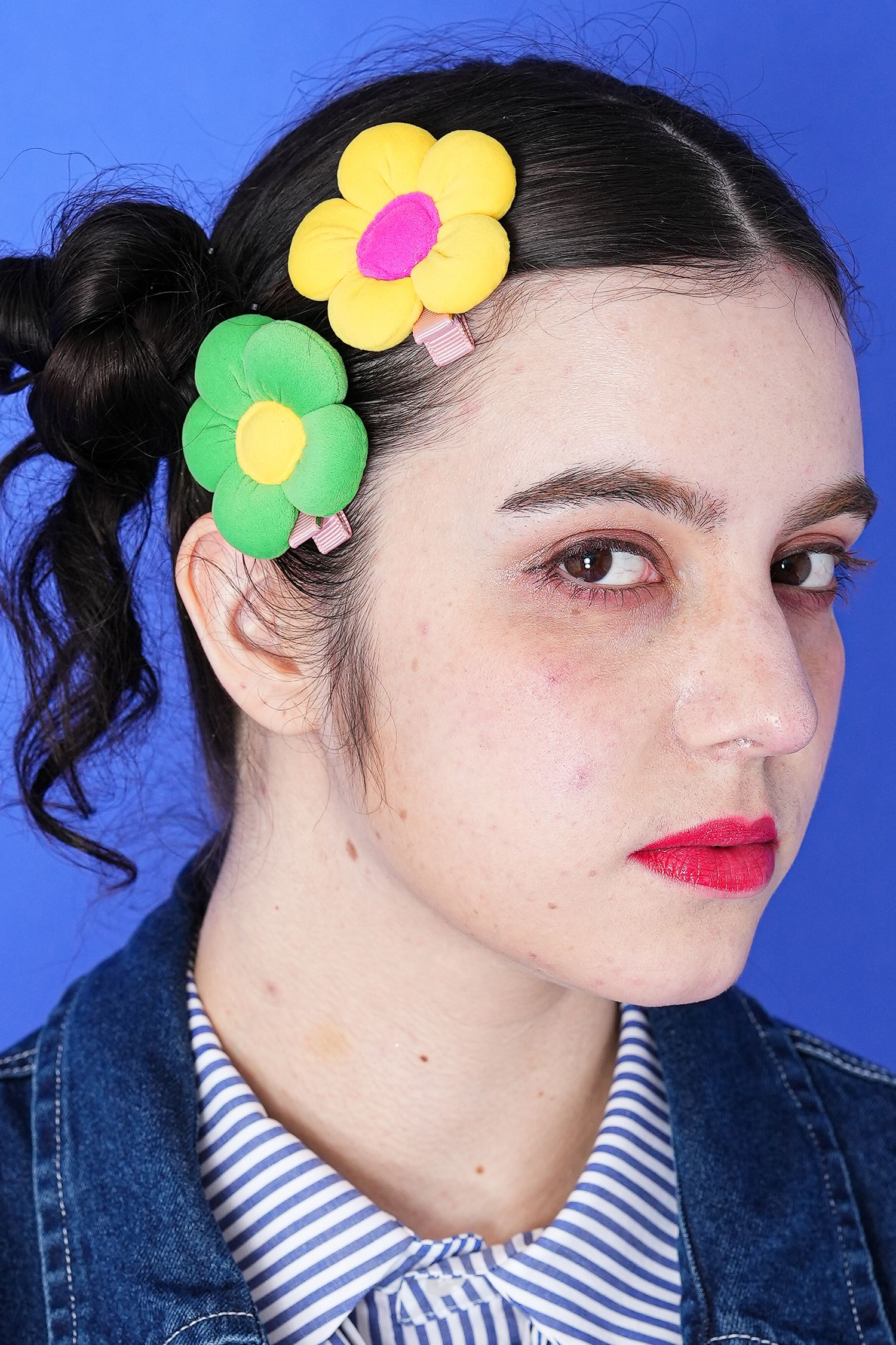 モコモコフラワーヘアクリップ / 花 バレッタ ヘアアクセサリー