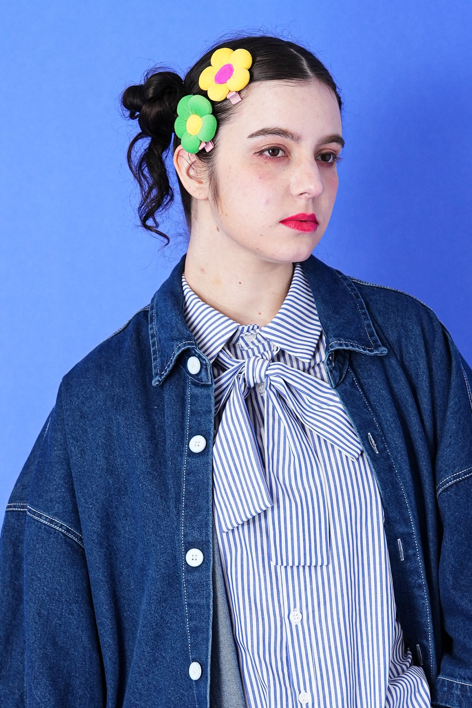 モコモコフラワーヘアクリップ / 花 バレッタ ヘアアクセサリー