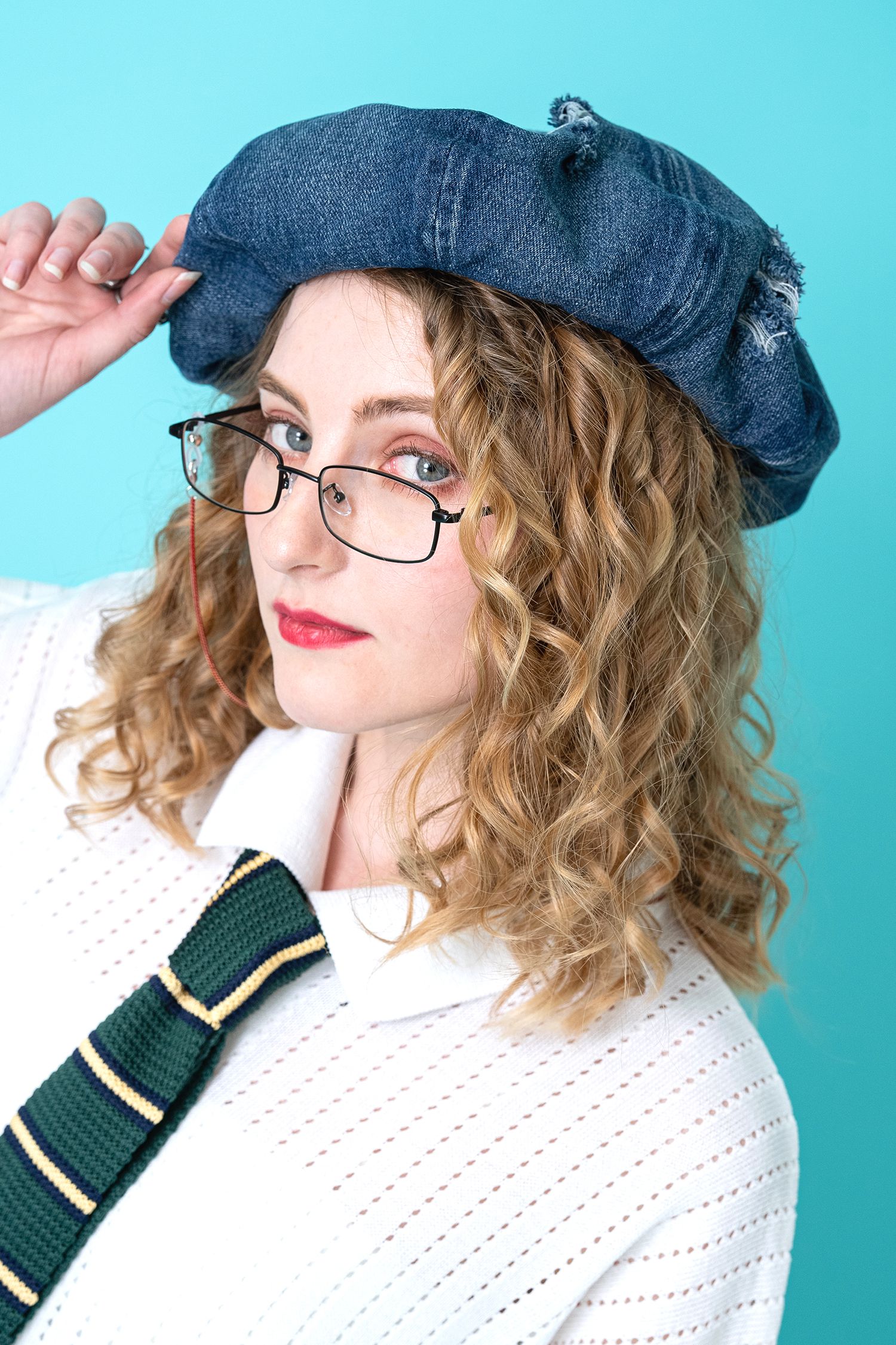 クラッシュデニムベレー帽 / メンズ レディース ダメージ ビンテージ