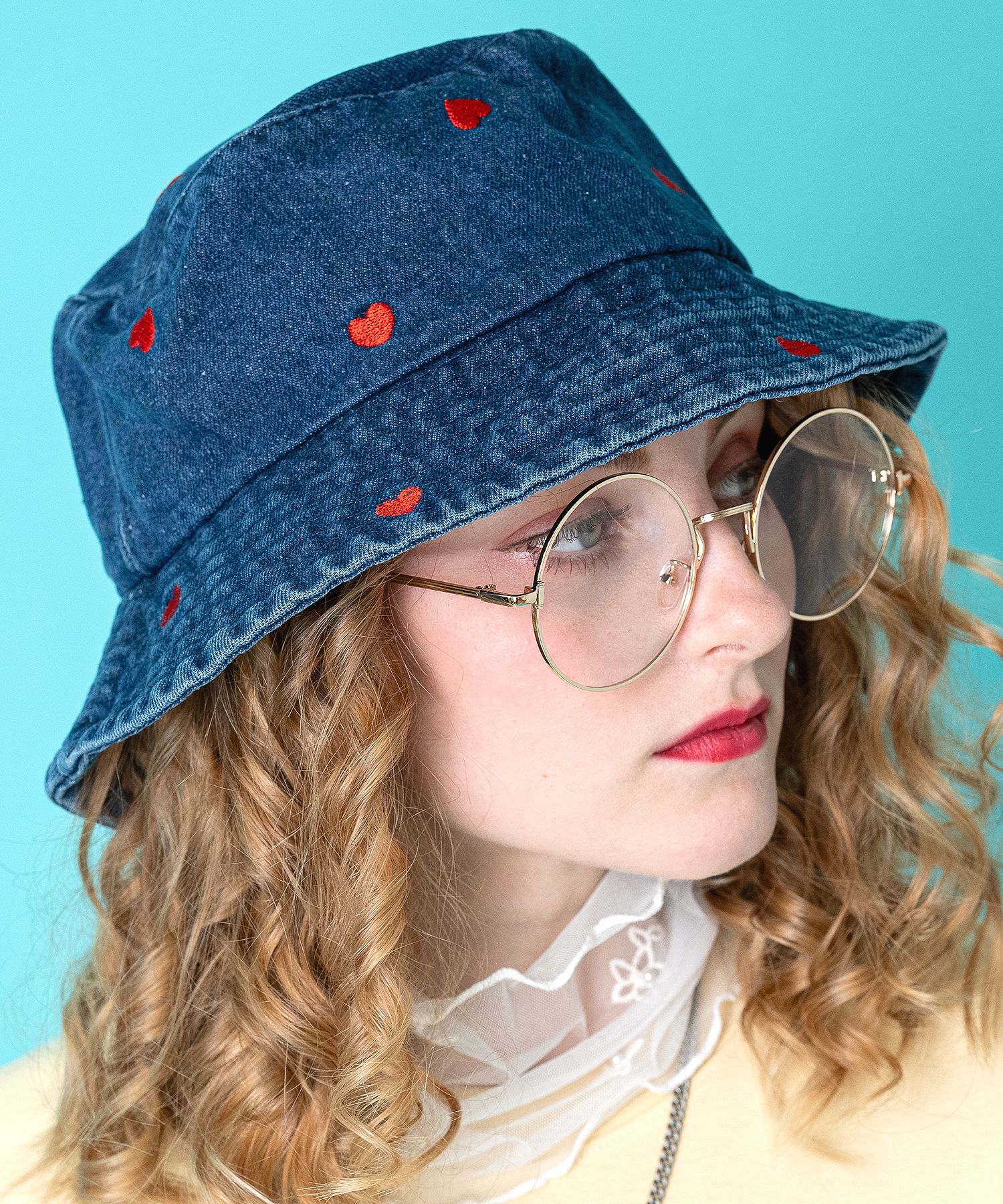 an meets zakka ハート刺繍デニムハット