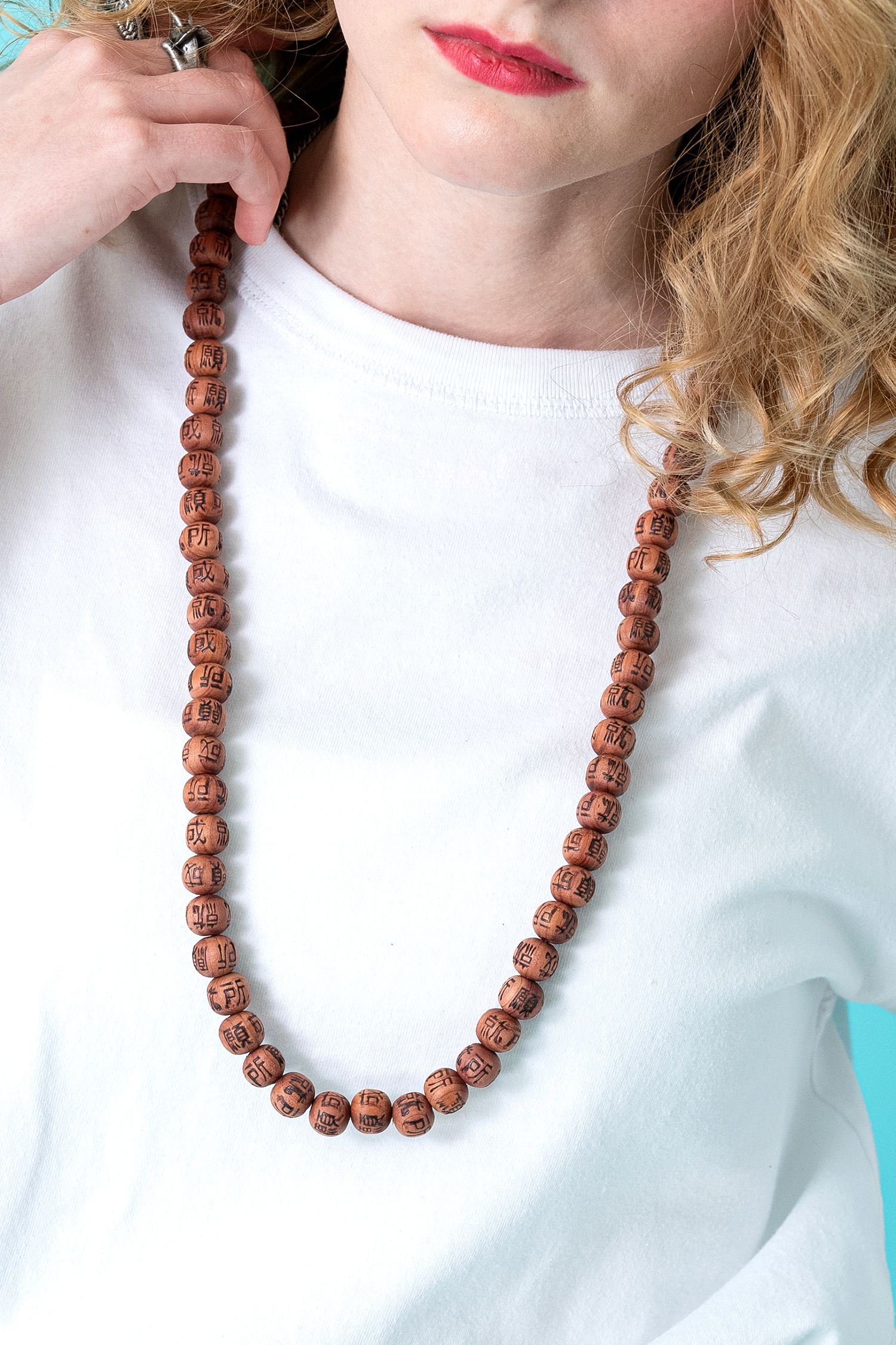 大粒文字数珠ネックレス / メンズ レディース 木玉 ankoROCK(アンコ
