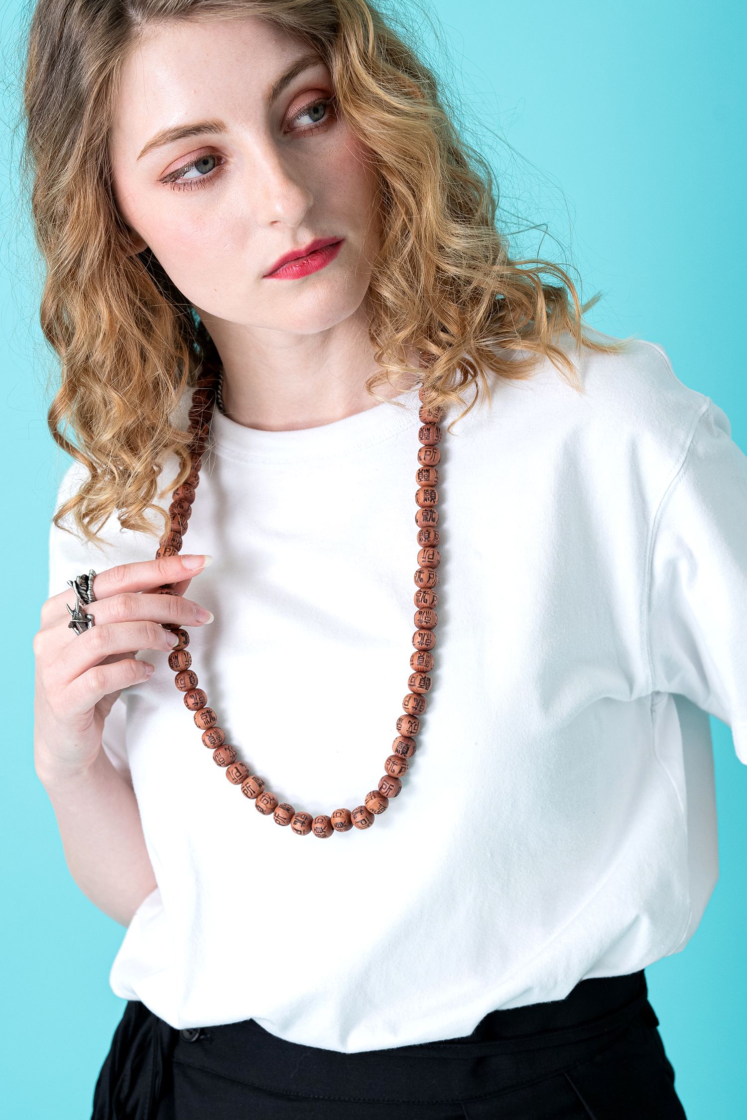 大粒文字数珠ネックレス / メンズ レディース 木玉 ankoROCK(アンコ