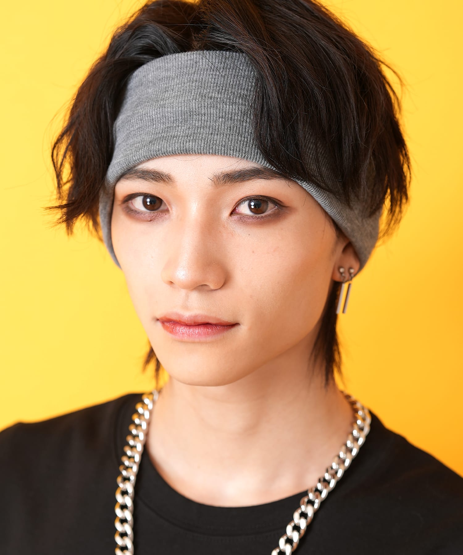 ワイドリブヘアバンド / ヘッドバンド メンズ レディース 無地