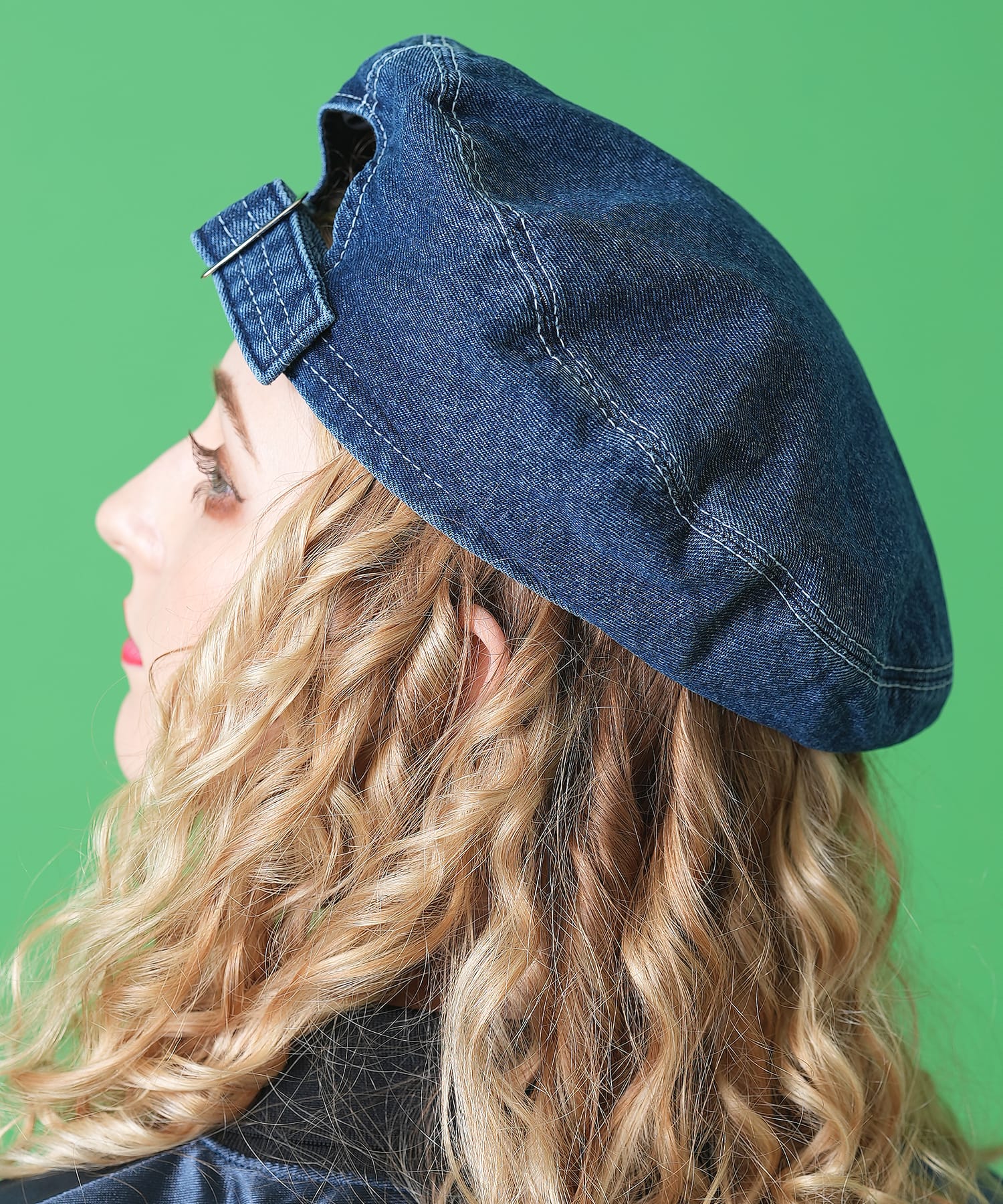 an meets zakka ベルトバックデニムベレー帽