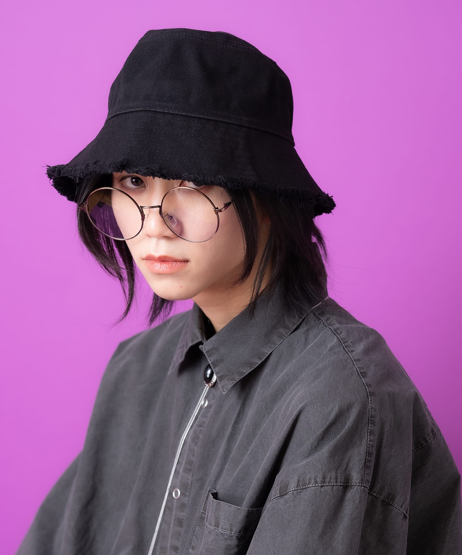 ダメージフリンジブラックデニムハット / メンズ レディース