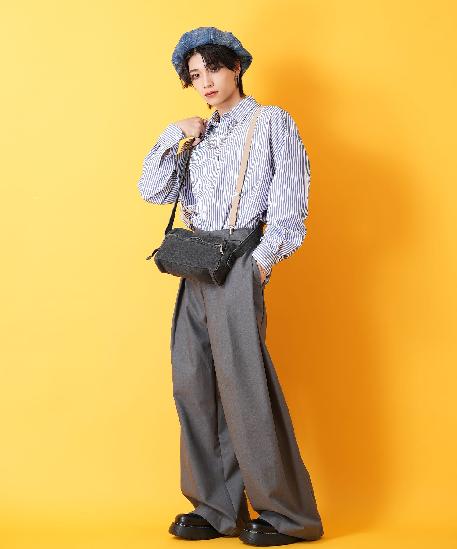 ハードウォッシュドデニムショルダーバッグ / ミニバッグ 鞄 ankoROCK