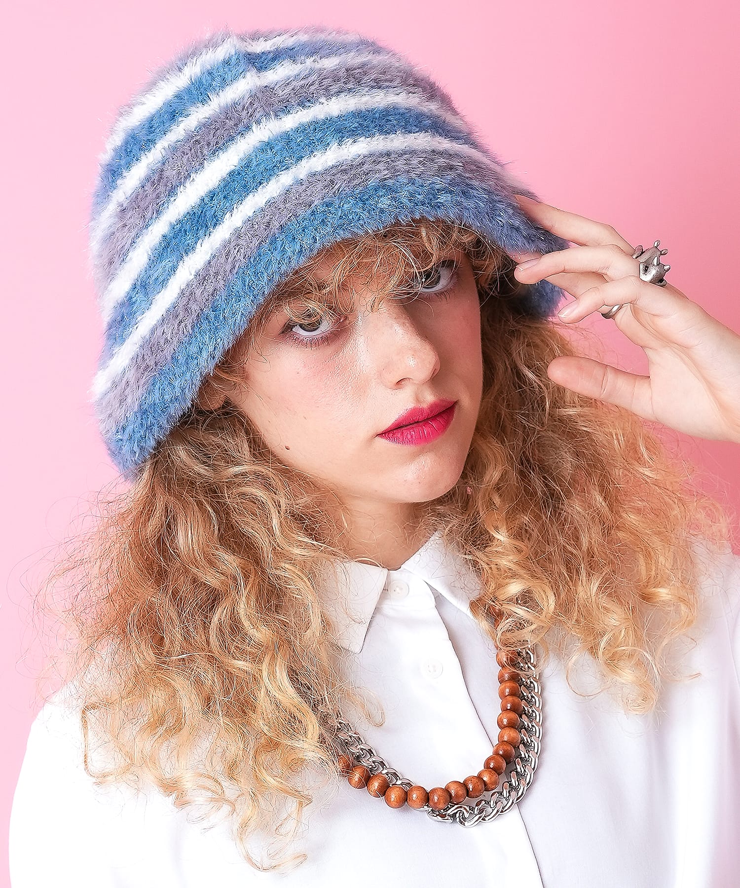 ボーダーファーニットハット / メンズ レディース ユニセックス 帽子