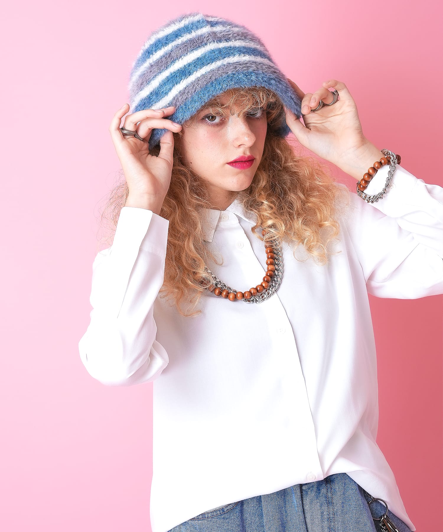 ボーダーファーニットハット / メンズ レディース ユニセックス 帽子