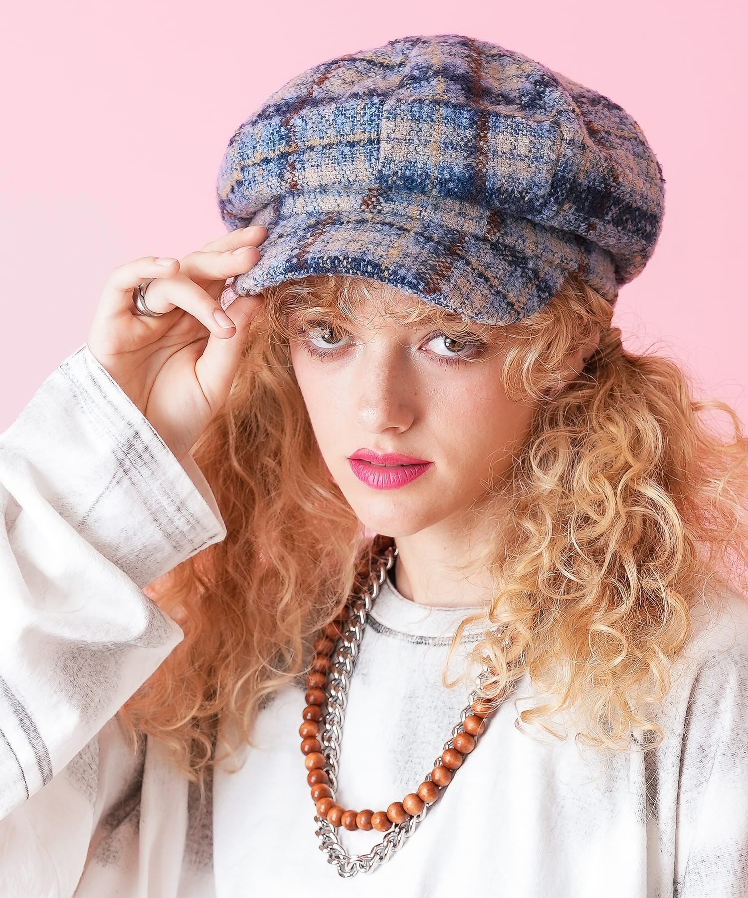 チェック柄ネップツイードキャスケット / メンズ レディース ユニ