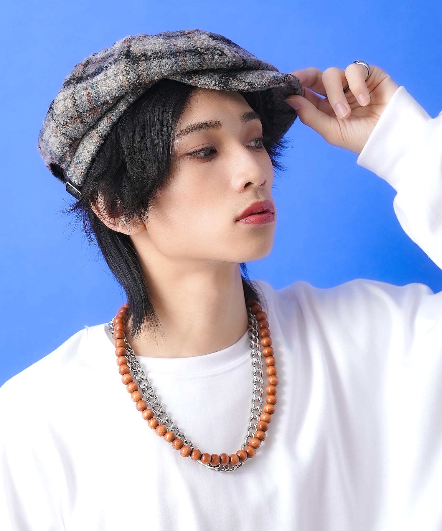 チェック柄ネップツイードキャスケット / メンズ レディース ユニ