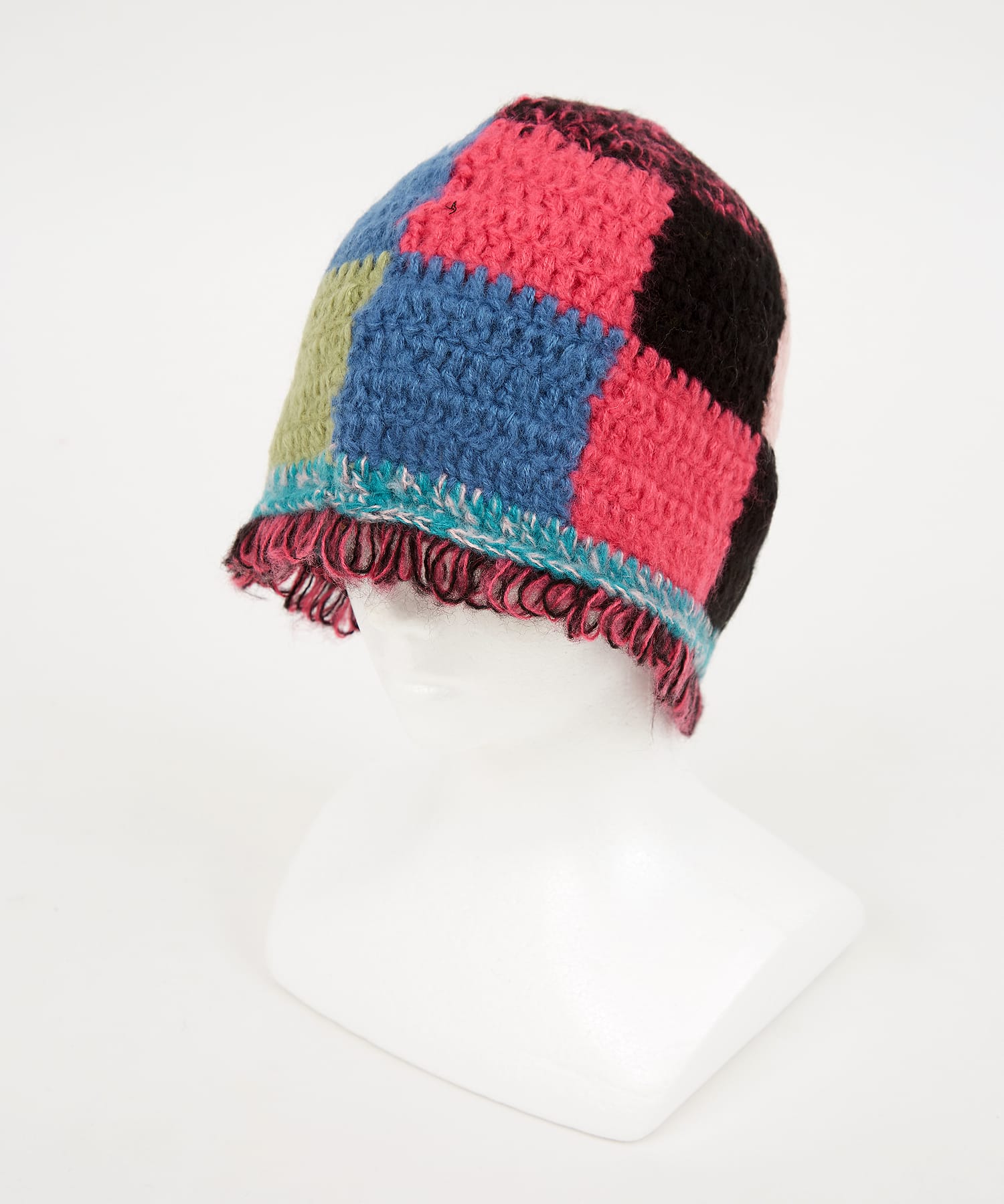 即購可CONP Hat With Tail チェック柄　y2k ハット男女兼用 セール】an meets zakka カラフルブロックチェックニットハット