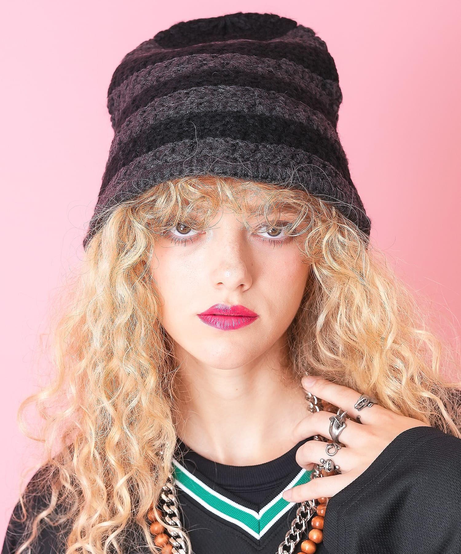 ボーダーローゲージニットハット / メンズ レディース ユニセックス