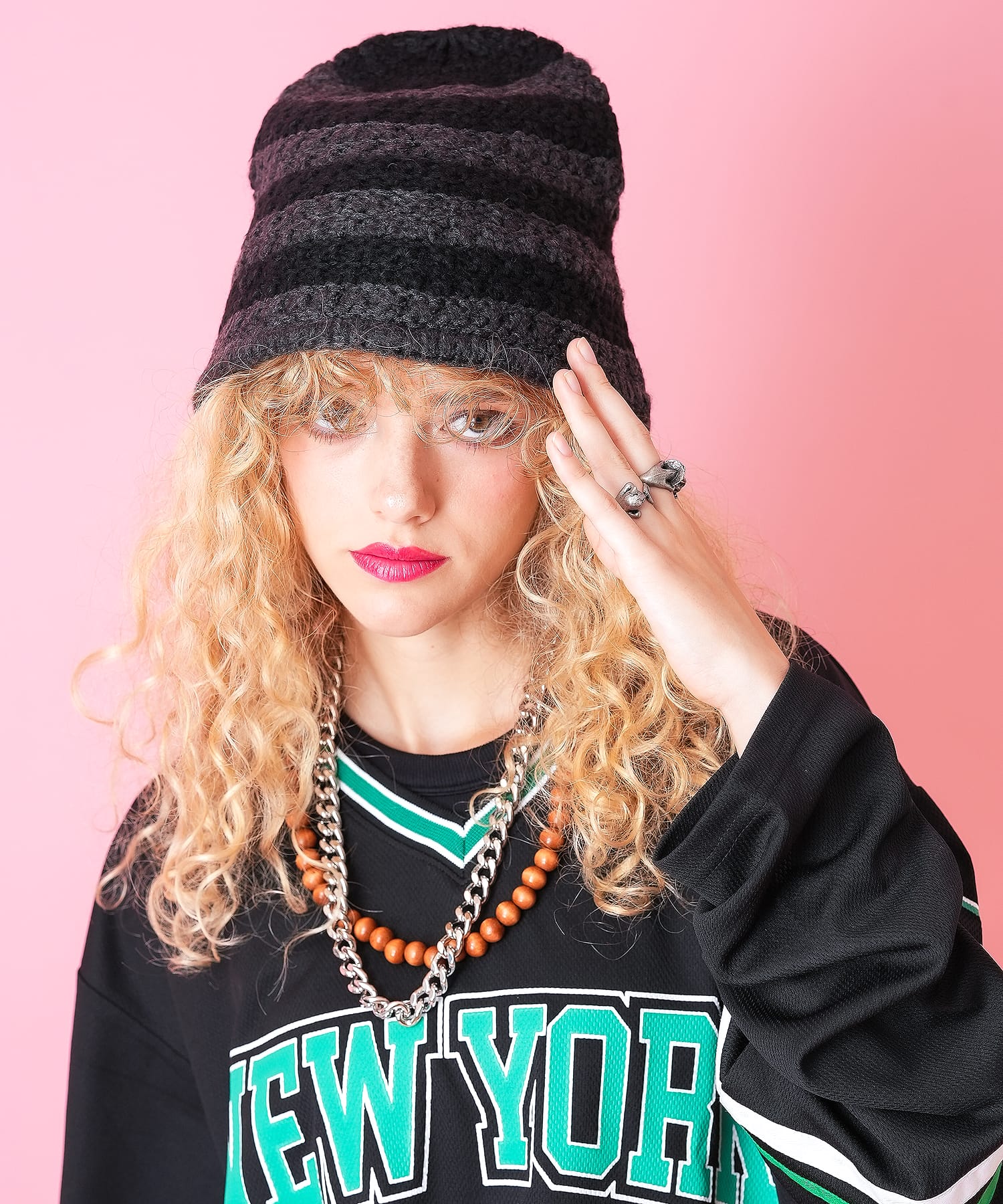 ボーダーローゲージニットハット / メンズ レディース ユニセックス