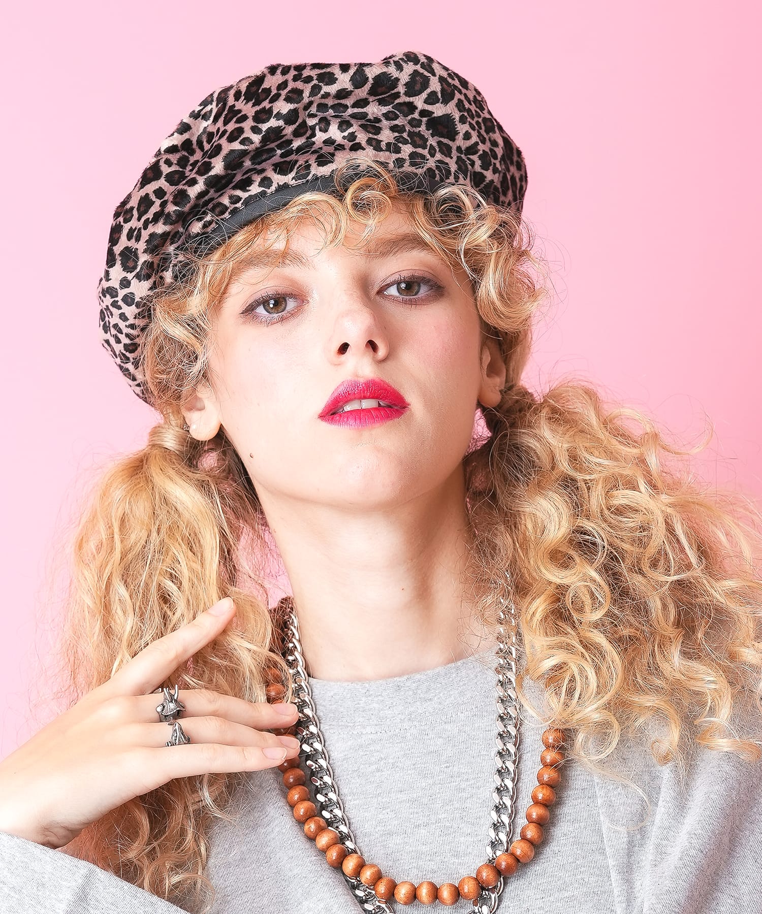 レオパードベロアベレー帽 / メンズ レディース ユニセックス 帽子