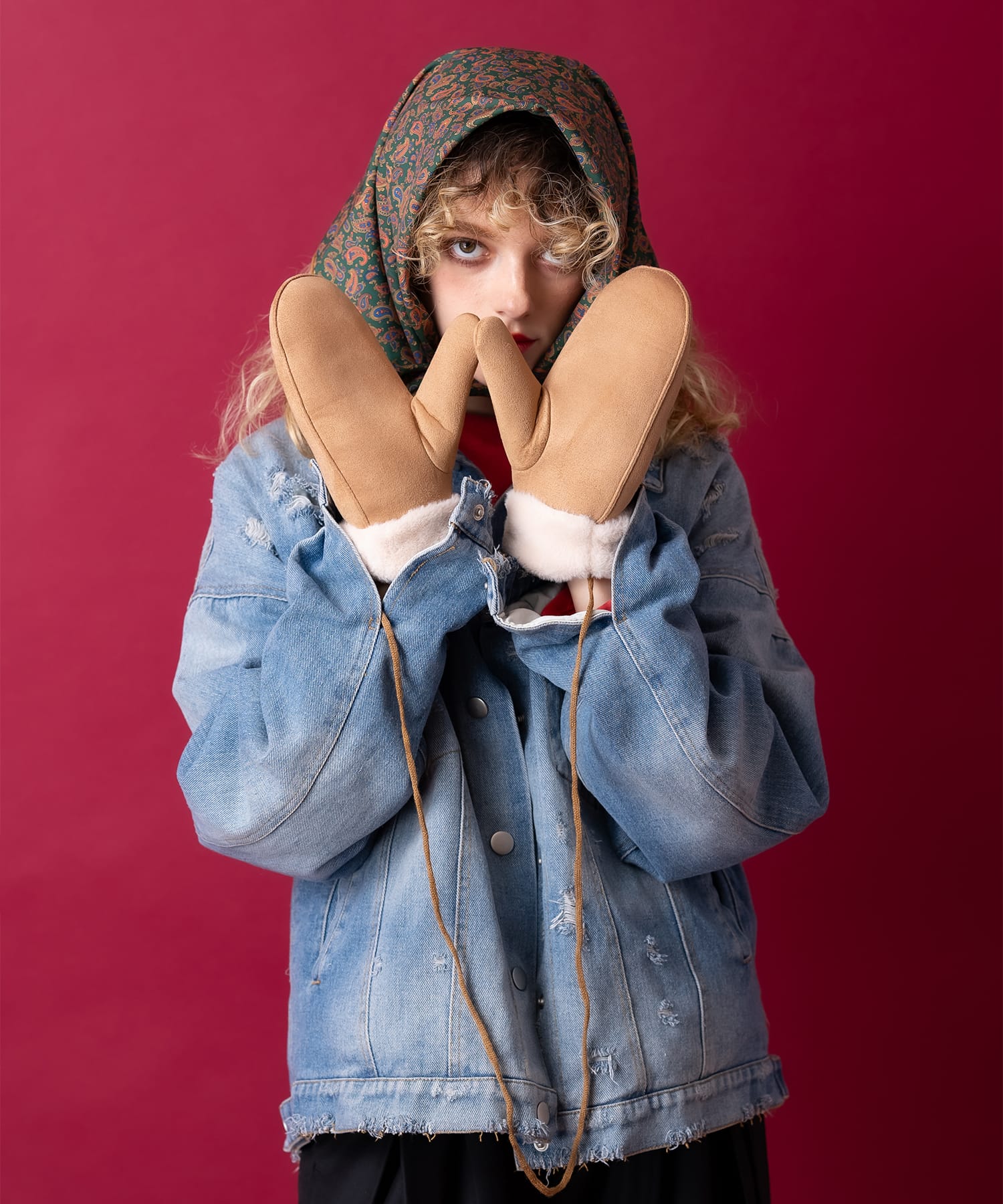 スウェードムートンミトン / 手袋 グローブ ボンディングファー