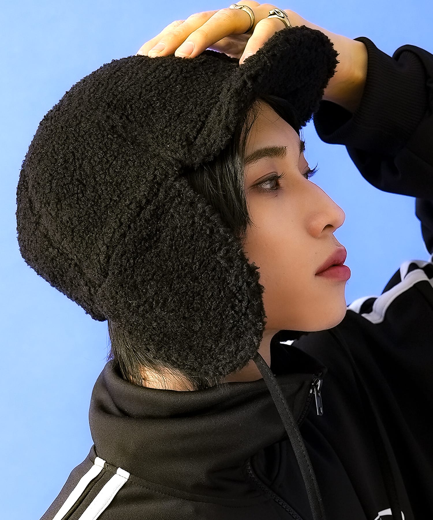 an meets zakka ボアイヤーフラップキャップ