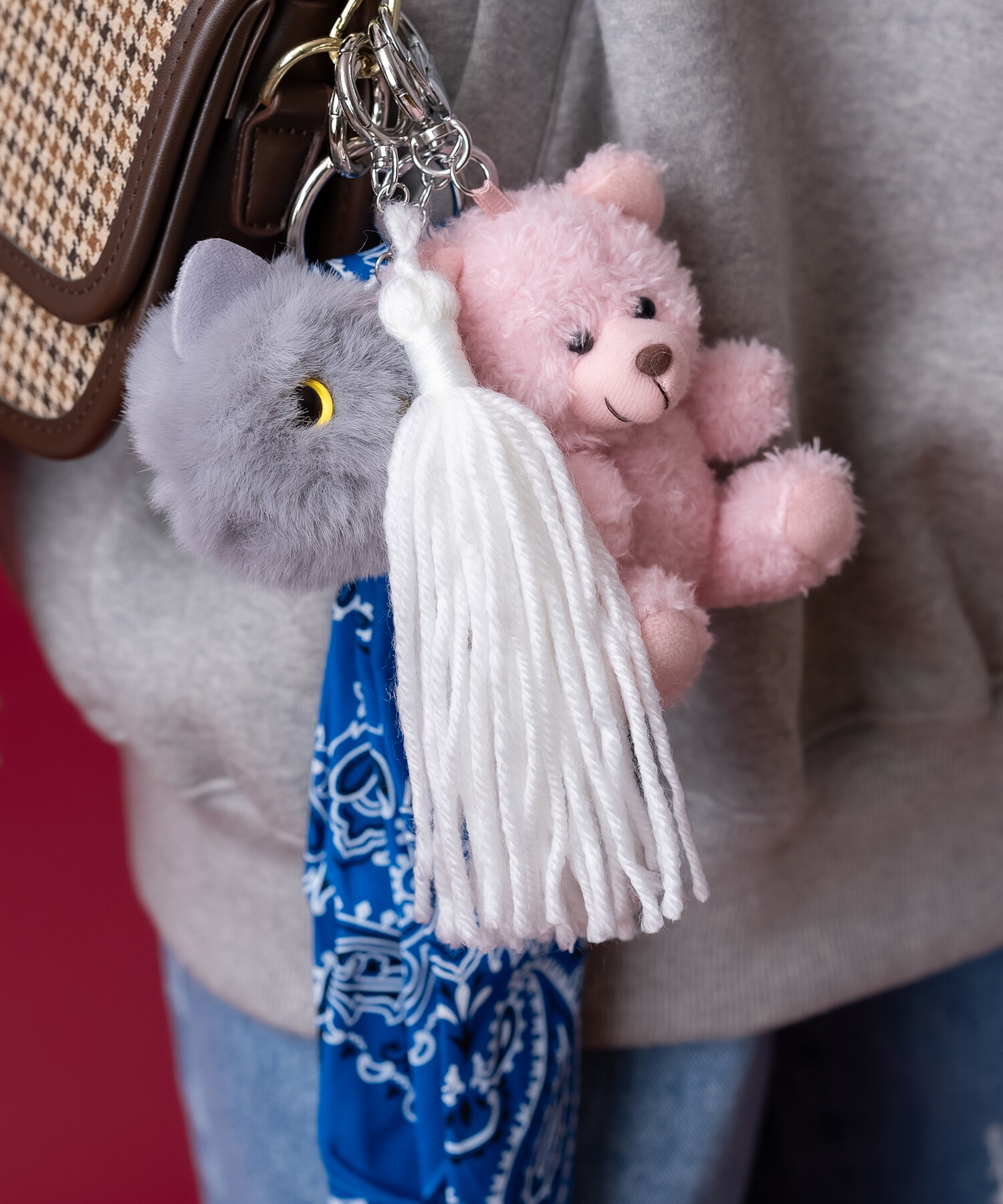 美品　フリンジ　タッセル　バックチャーム　ピンク　キーリング ss-link_bagcharm74_1